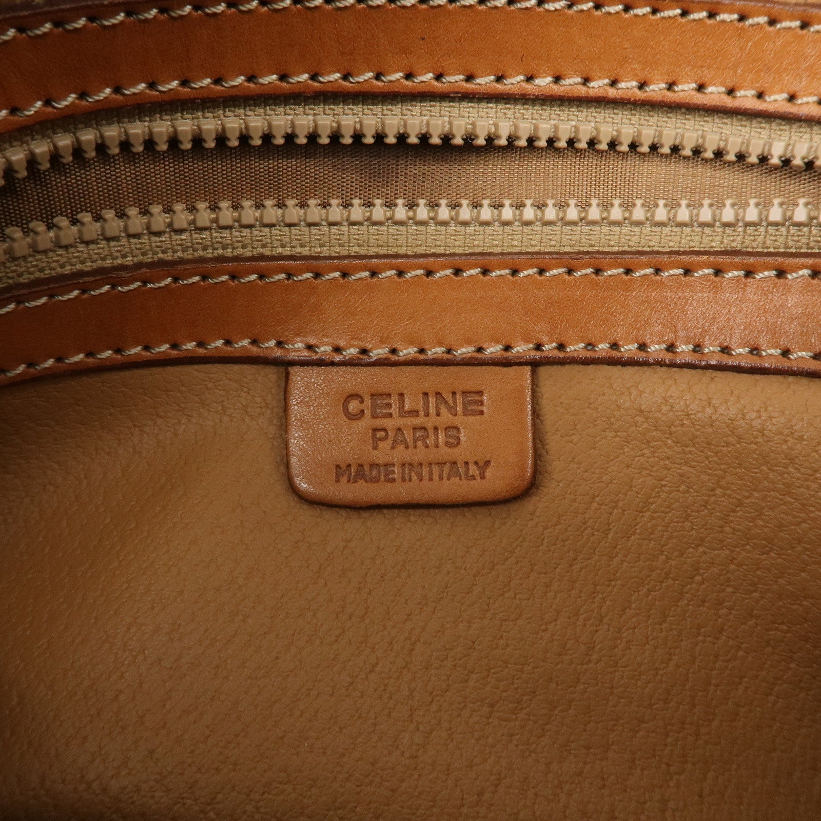CELINE Macadam PVC Leather Boston Bag Brown Dark Brown Used