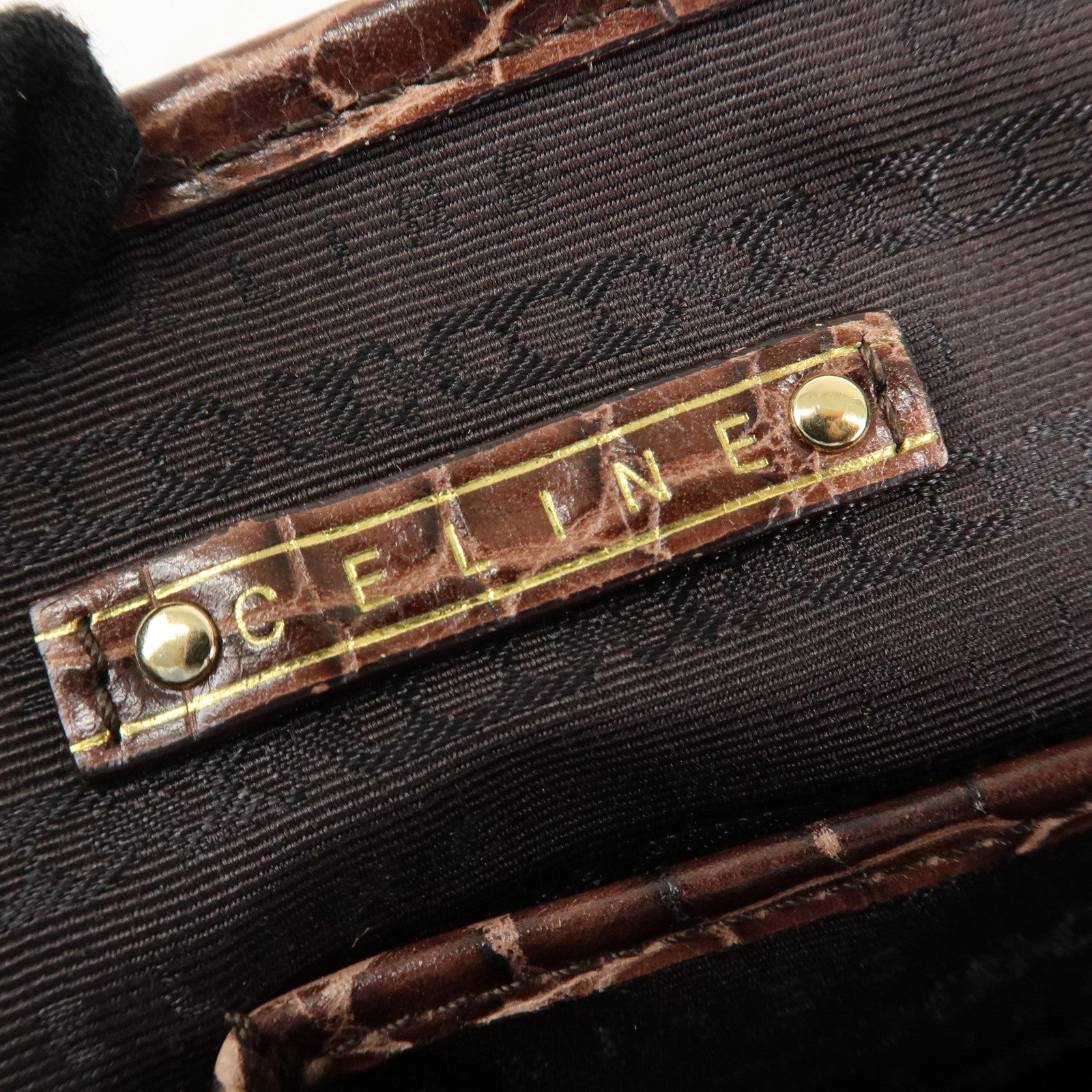 CELINE Straw Leather Boogie Bag Hand Bag Beige Brown Gold HDW Used