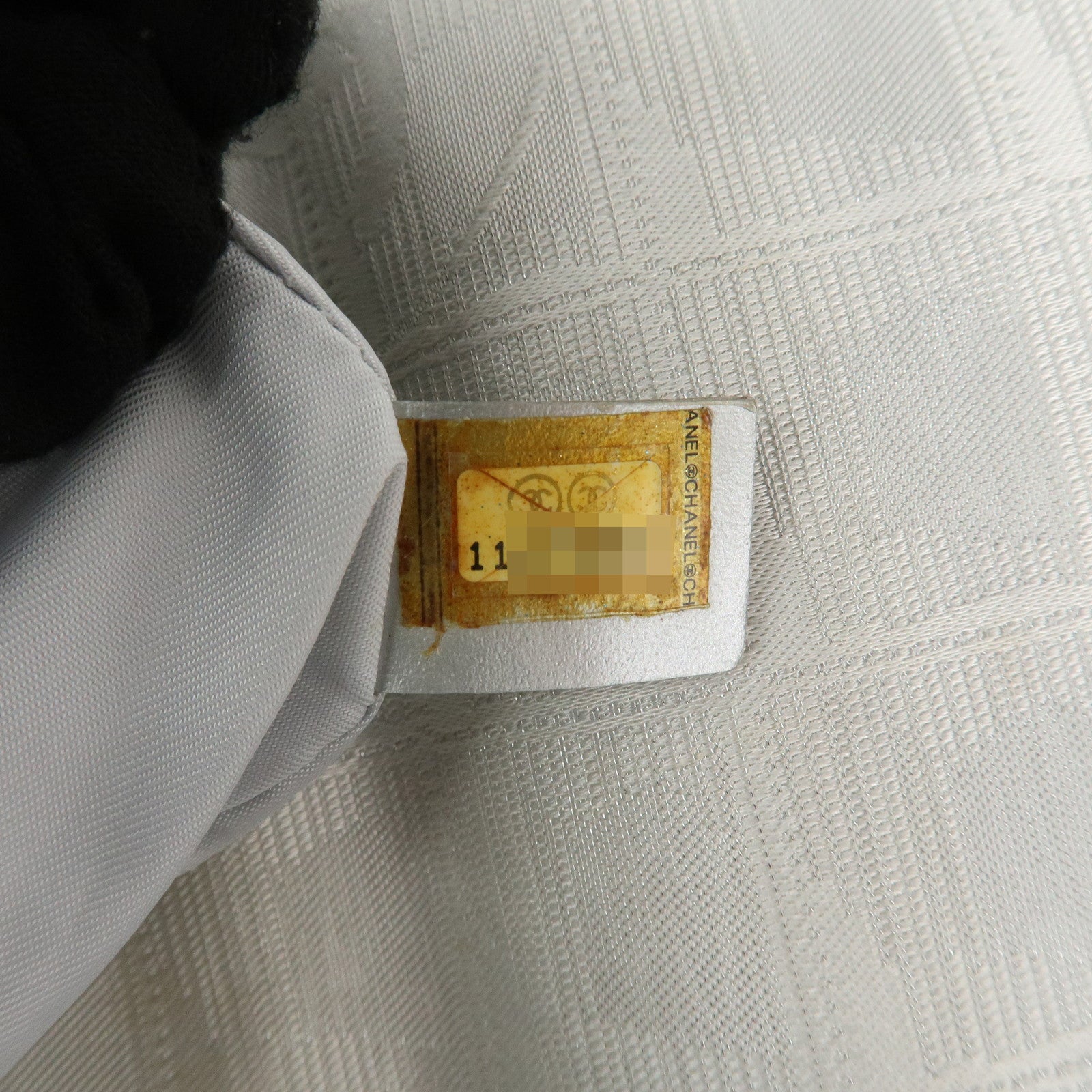 CHANEL New Travel Line Nylon Jacquard Shoulder Bag Silver A29347 Used