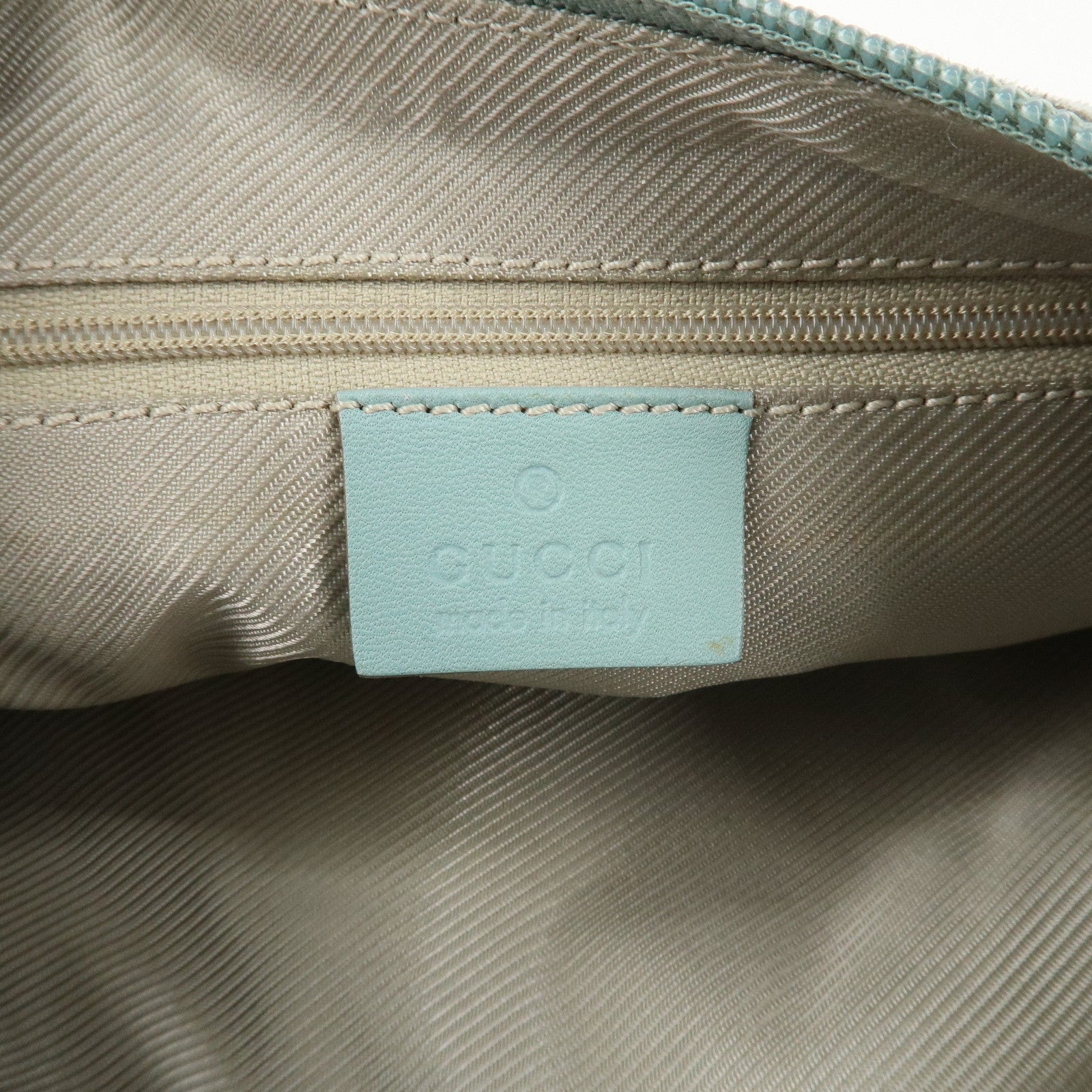 GUCCI Suede Leather Shoulder Bag Hand Bag Light Blue 001.4158 Used