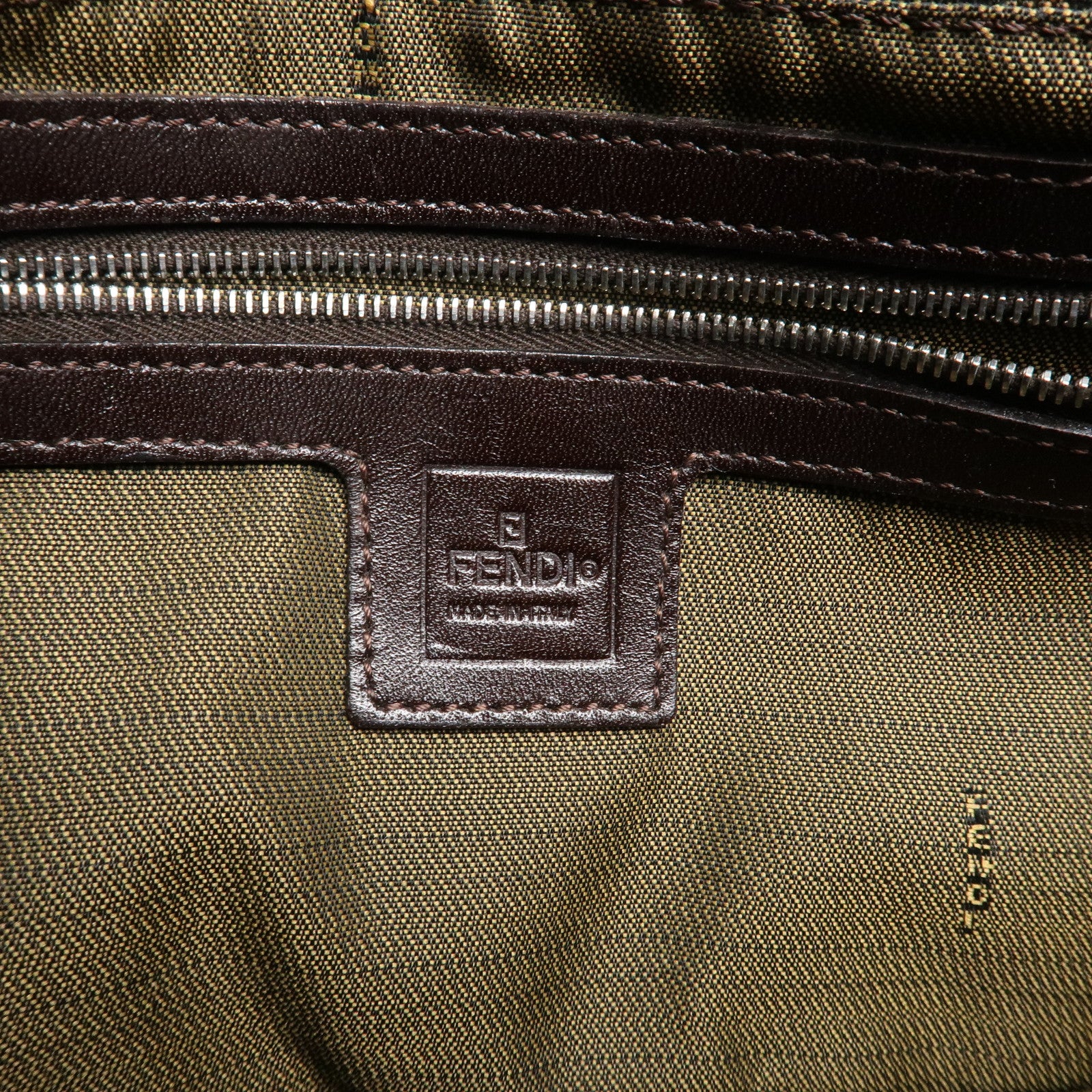 FENDI Mamma Baguette Zucca Canvas Shoulder Bag Brown Black 26424 Used