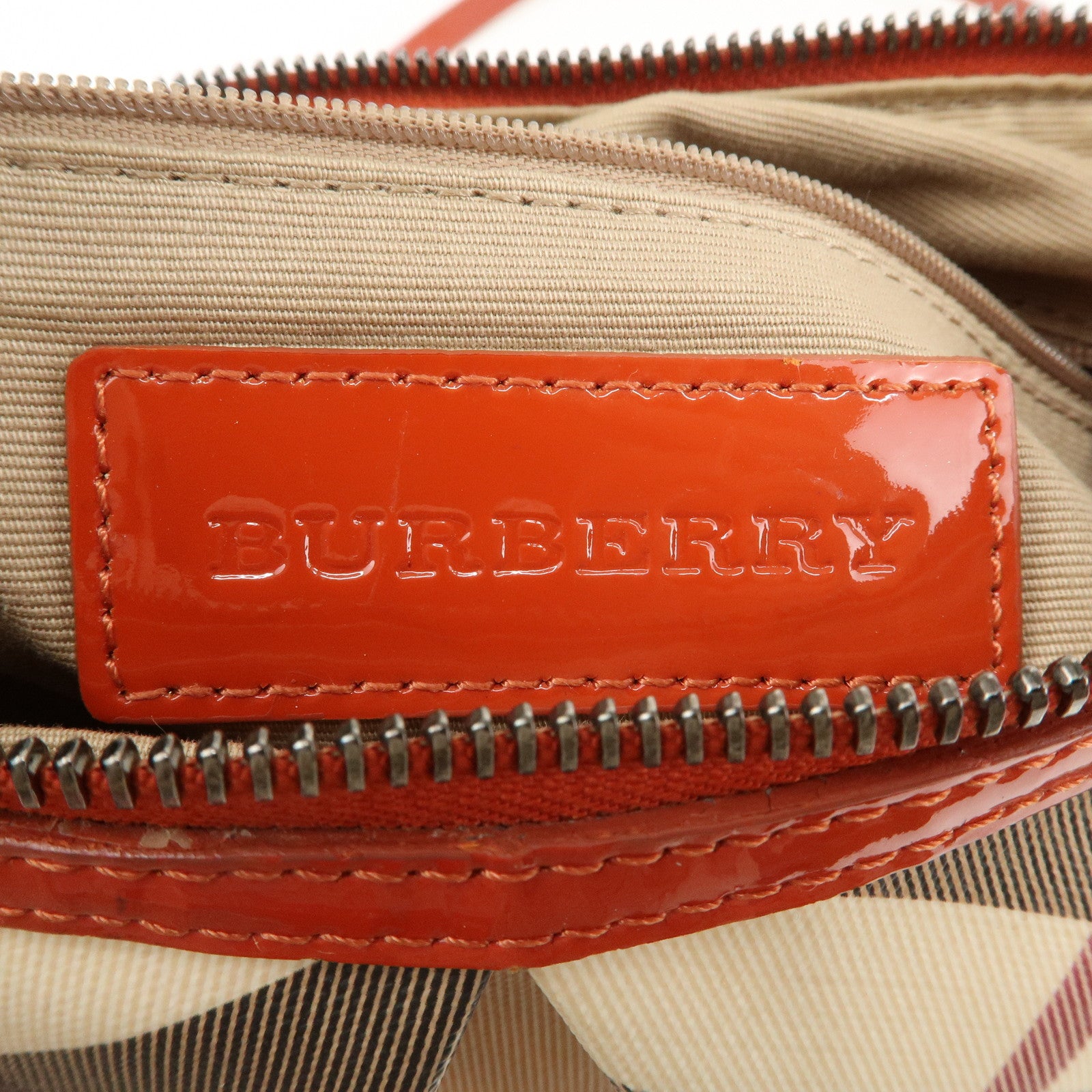 BURBERRY PVC Leather Shoulder Bag Crossbody Bag Beige Orange Used