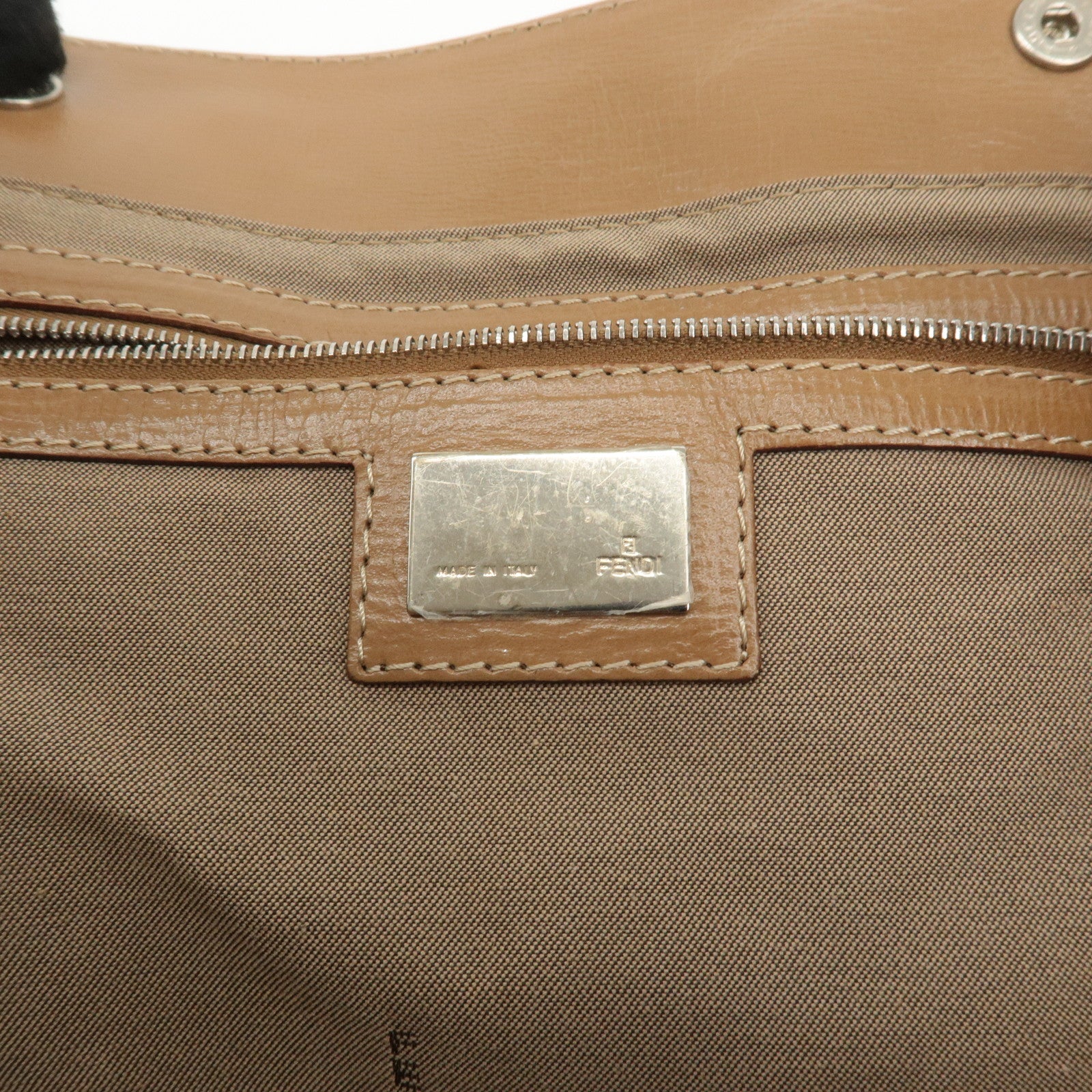 FENDI Ethnico Leather Tote Bag Shoulder Bag Beige 8BN162 Used