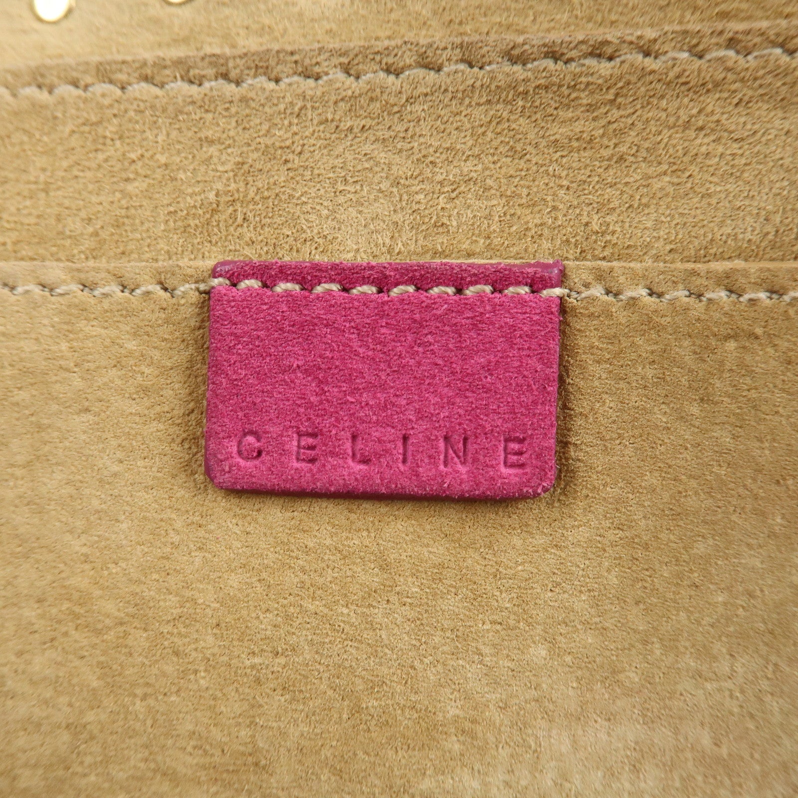 CELINE Suede Leather Boogie Bag Hand Bag Pink God HDW Used
