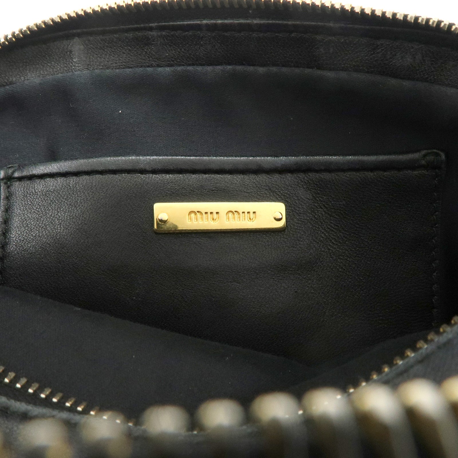 MIU MIU Matelasse Leather Shoulder Bag Black Used