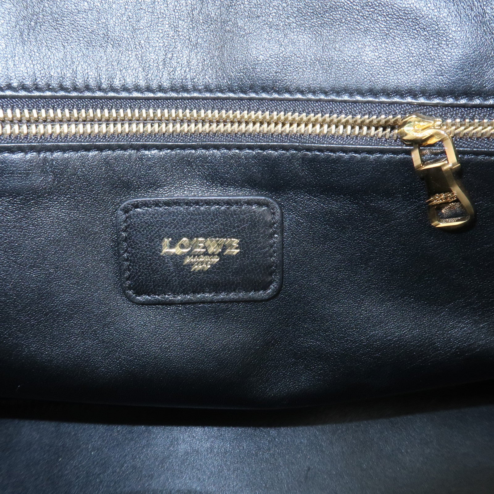 LOEWE Unborn Calf Leather Amasona 36 Hand Bag Brown Black Used