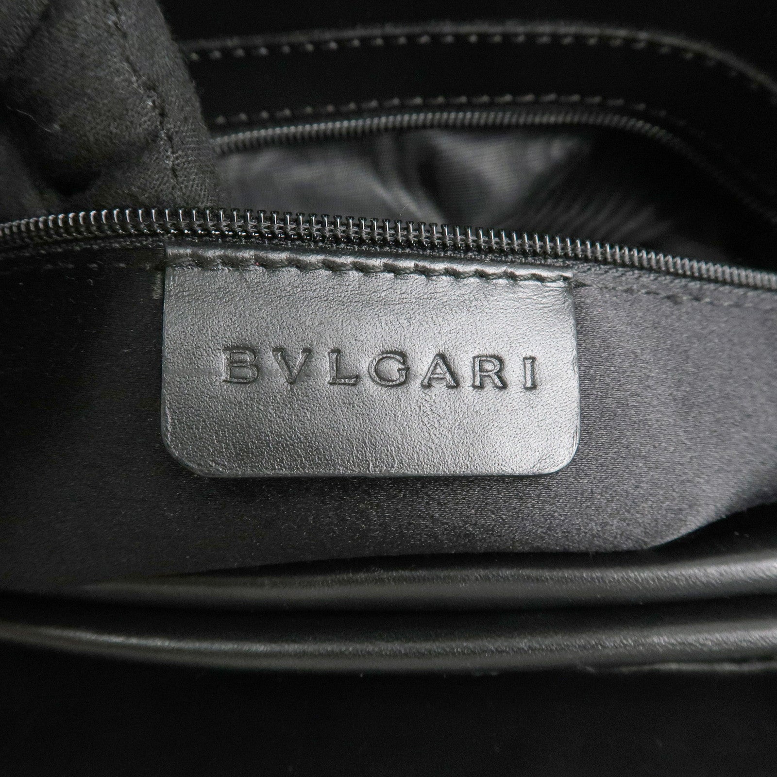 BVLGARI Logo Mania Canvas Leather Tote Bag Shoulder Bag Black Used