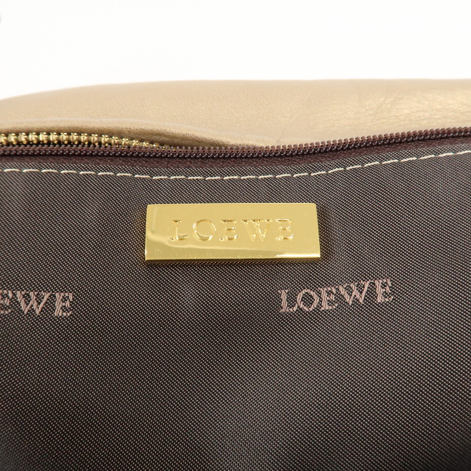 LOEWE Anagram Nappa Leather Amazona 28 Hand Bag Gold Used