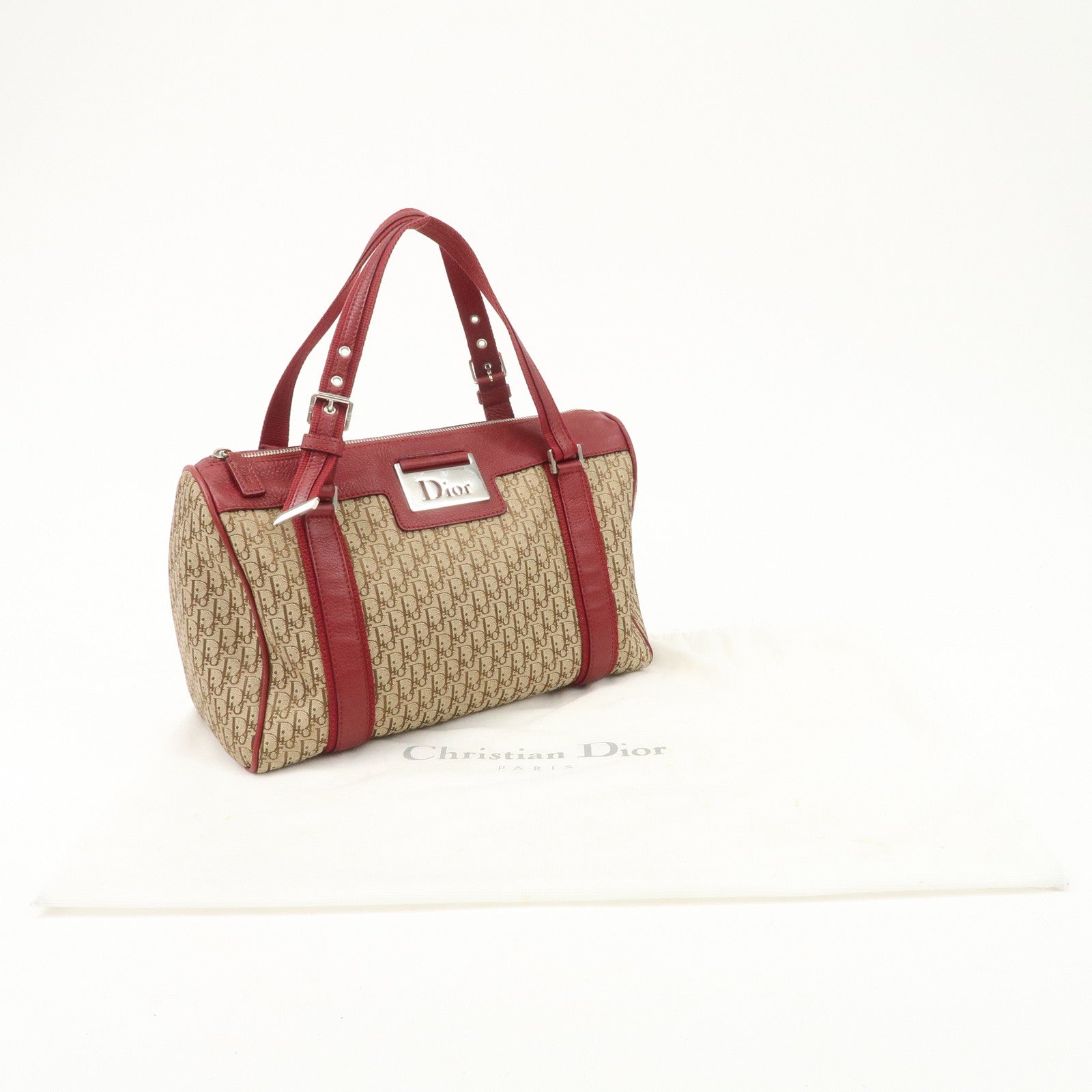 Christian Dior Street Chic Trotter Canvas Leather Boston Bag Used