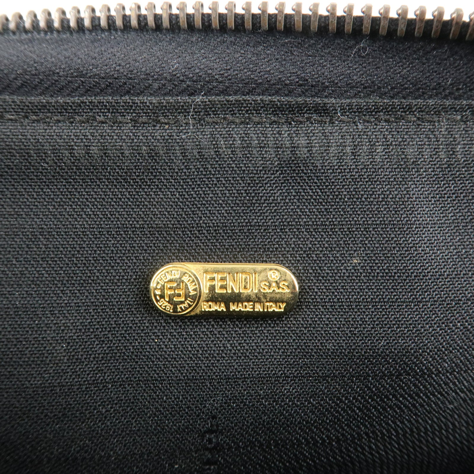 FENDI Pequin PVC Leather Mini Boston Bag Khaki Brown Black Used