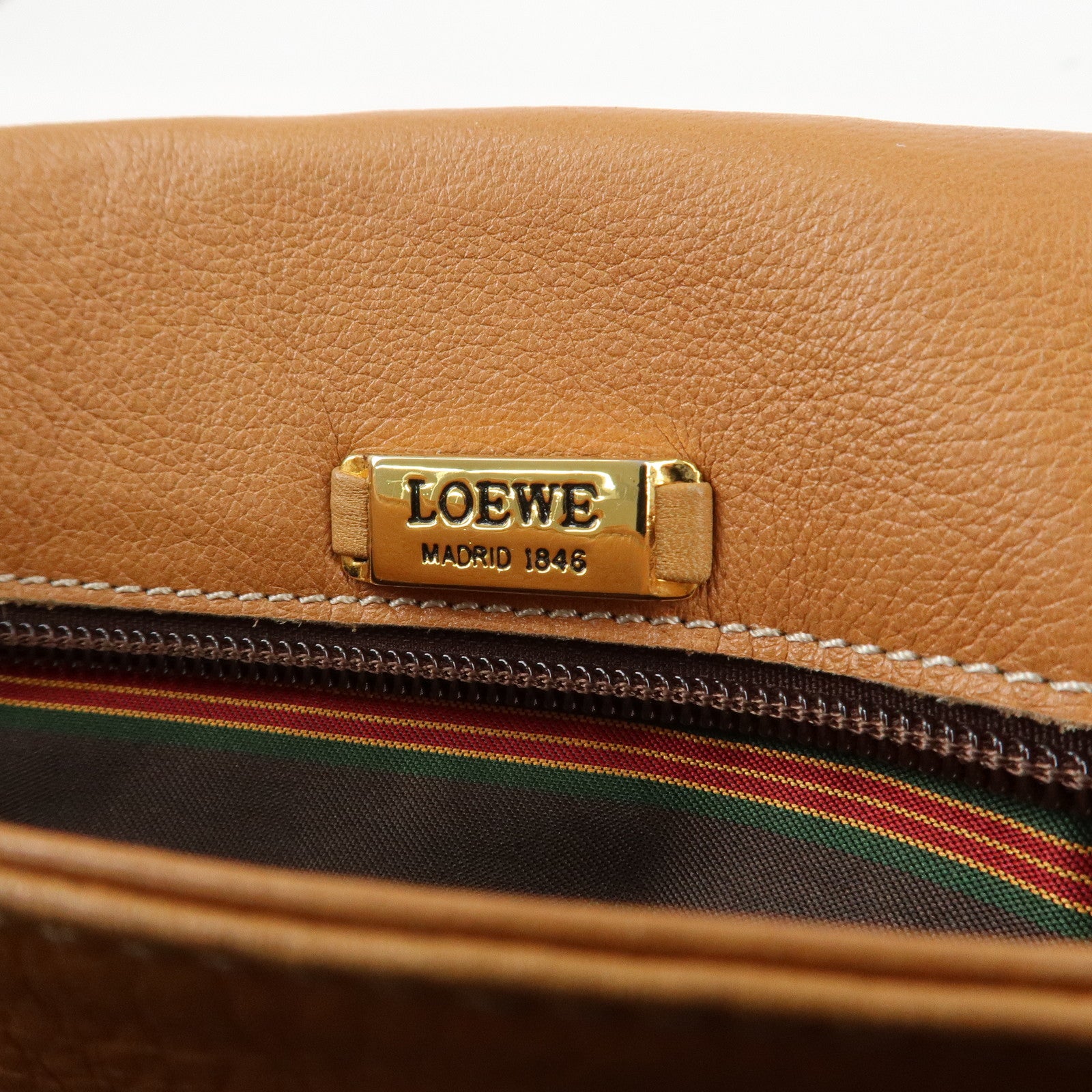 LOEWE Anagram Leather Shoulder Bag Crossbody Bag Brown Used