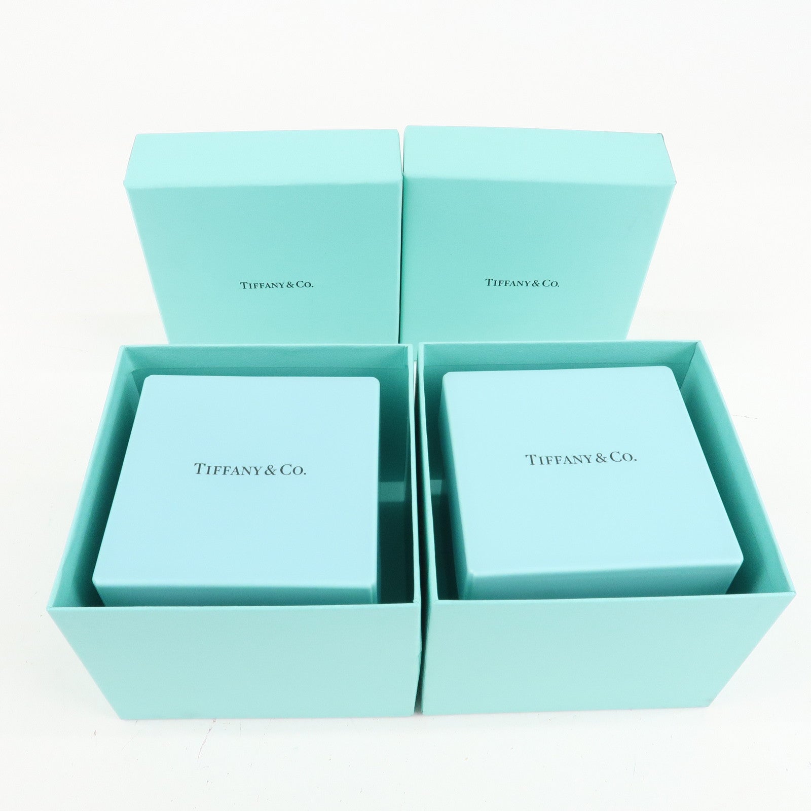 Tiffany&Co. Set of 2 Bone Ash Bone China Pottery Box Blue Used