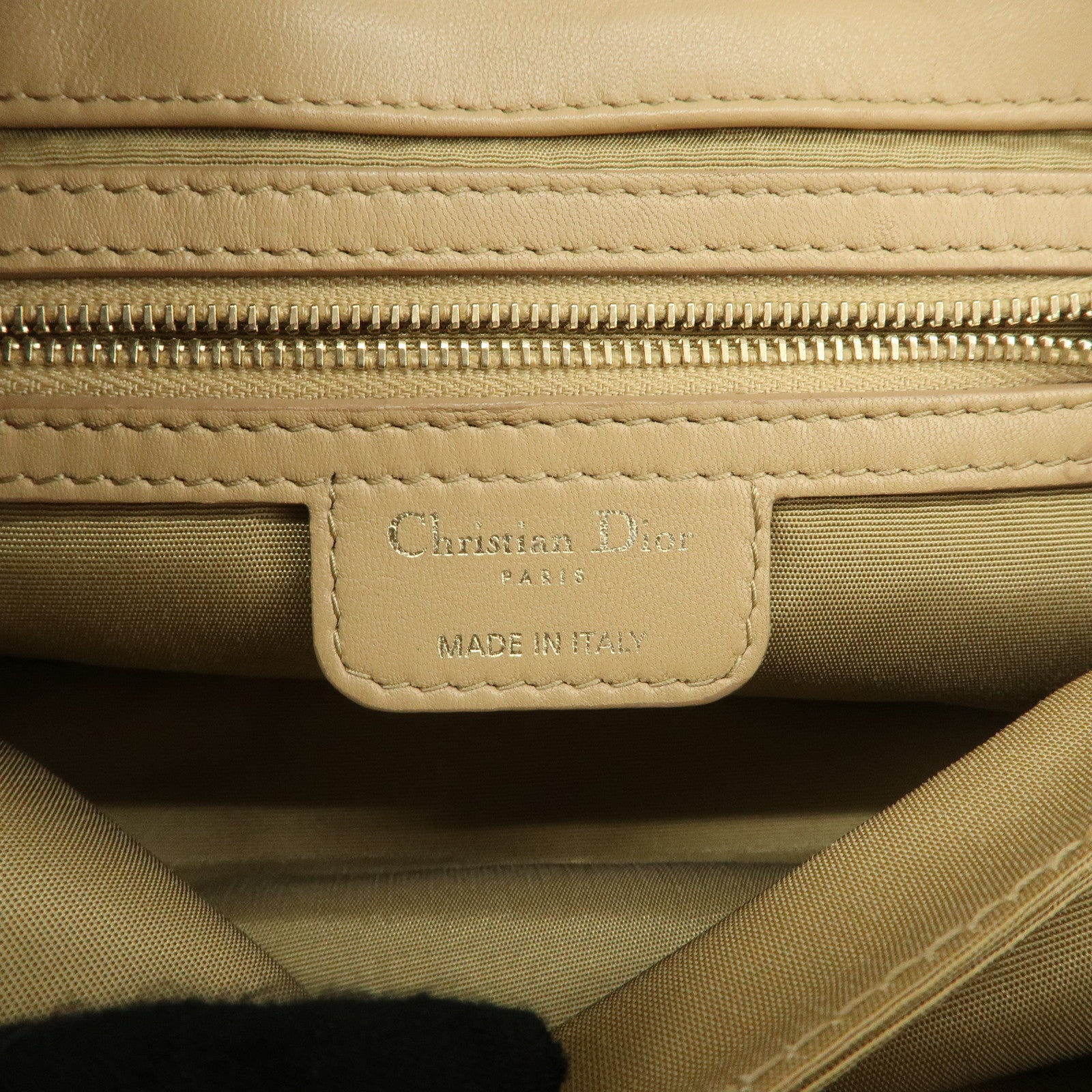 Christian Dior New Lock Cannage Leather Chain Shoulder Bag Beige Used