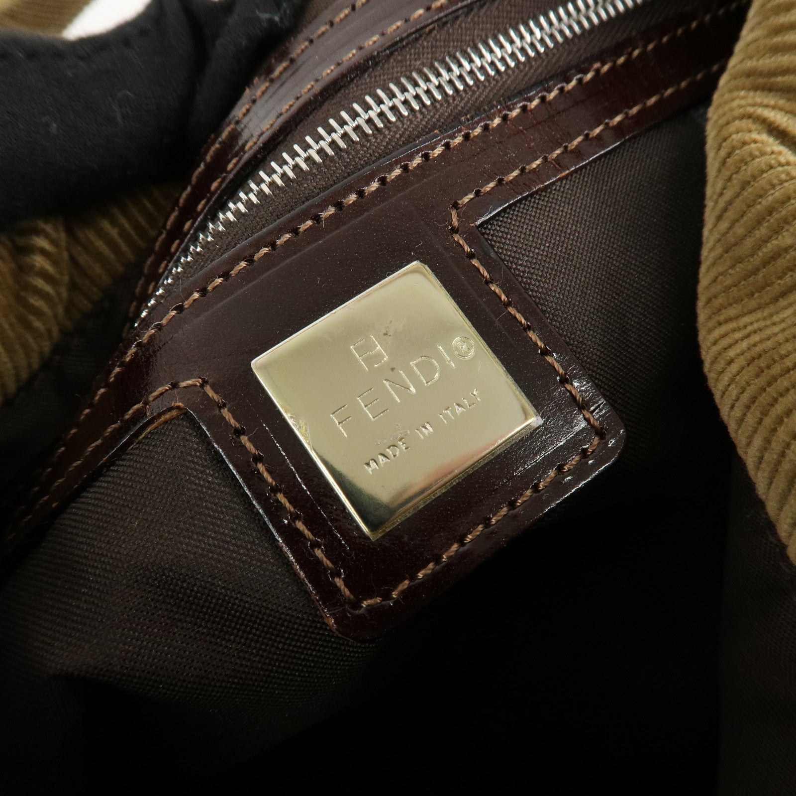 FENDI Corduroy Shoulder Bag Hand Bag Brown 26727 Used