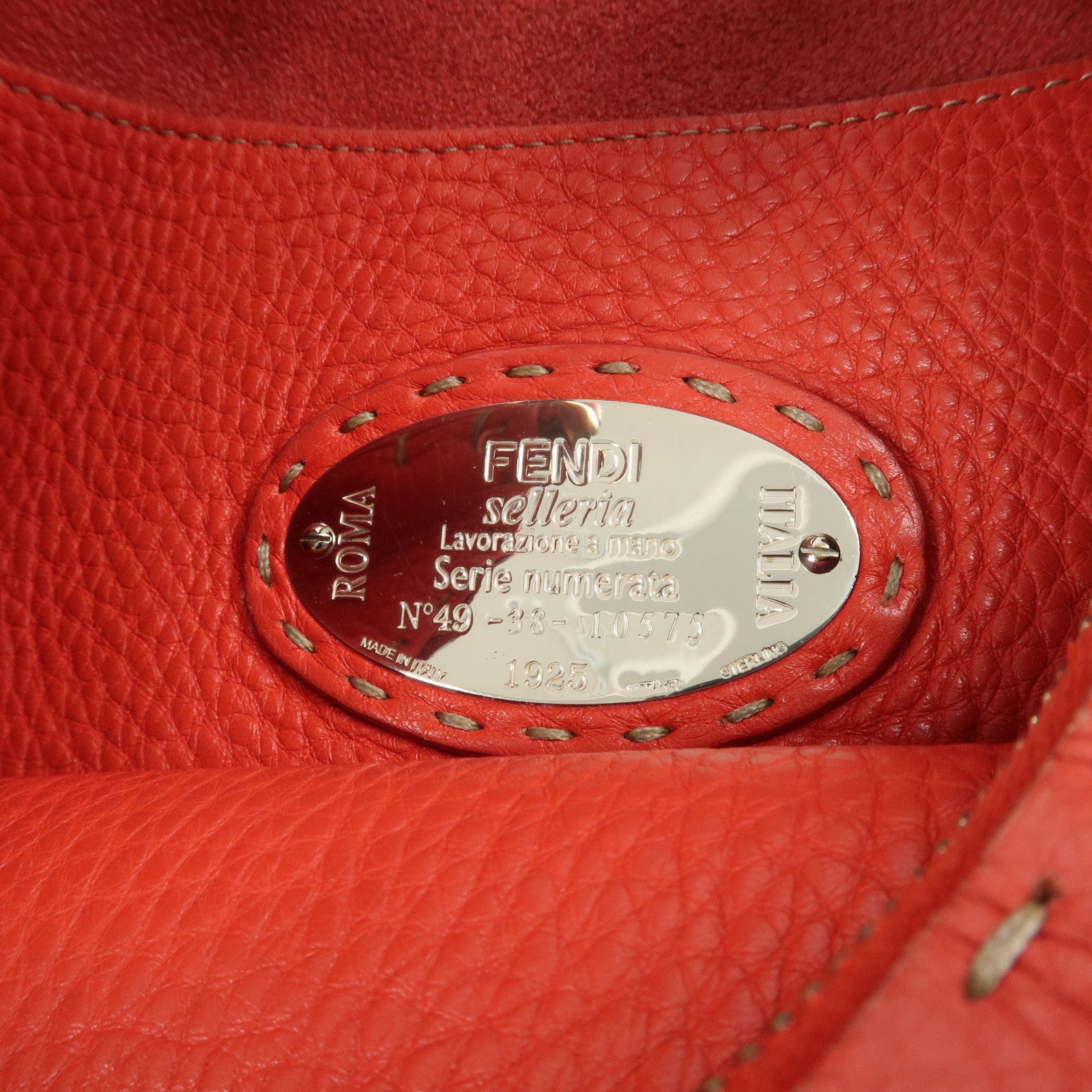 FENDI Selleria Leather Shoulder Bag Red 8BR648 Used
