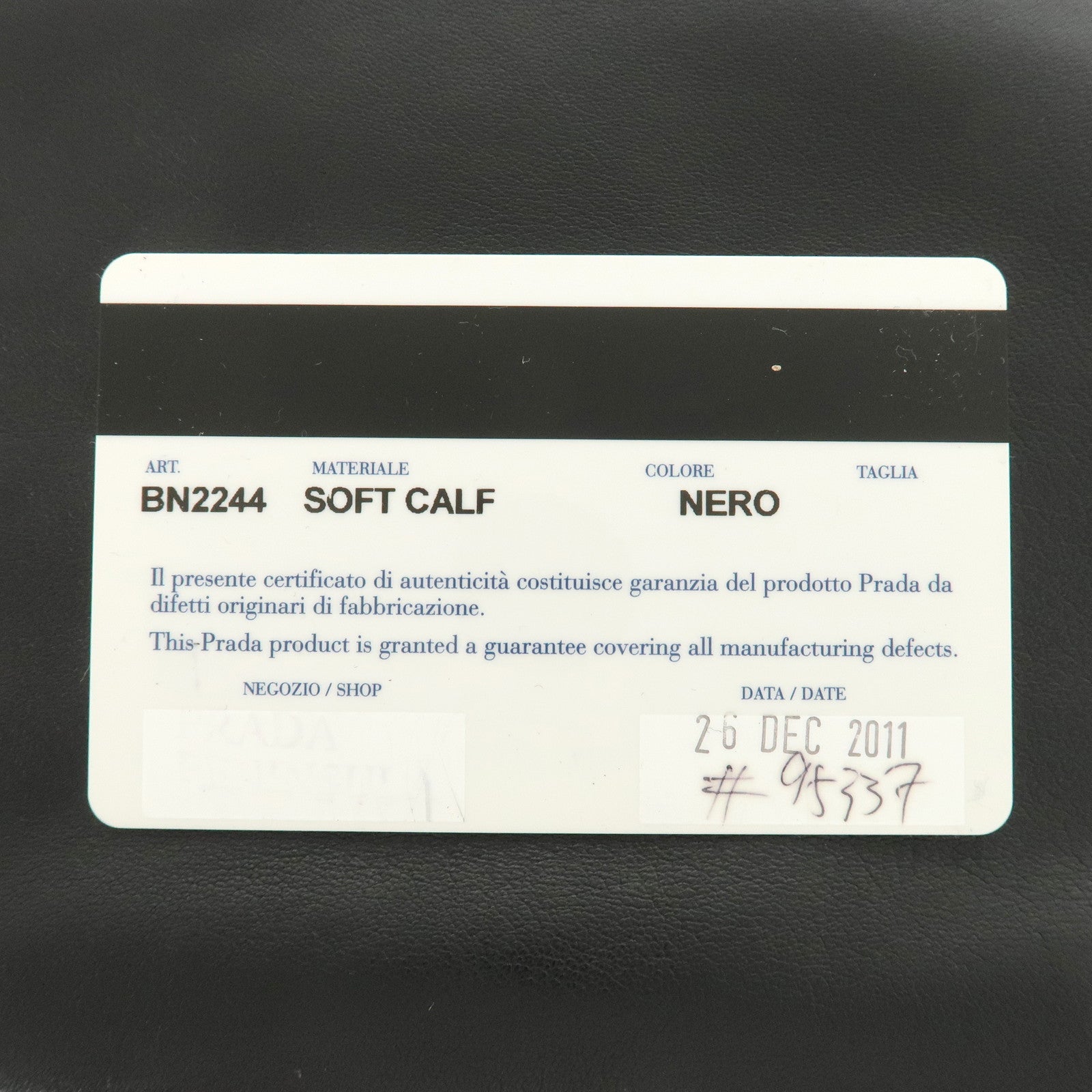 PRADA Leather Ribbon 2way Bag Hand Bag Black BN2244 Used