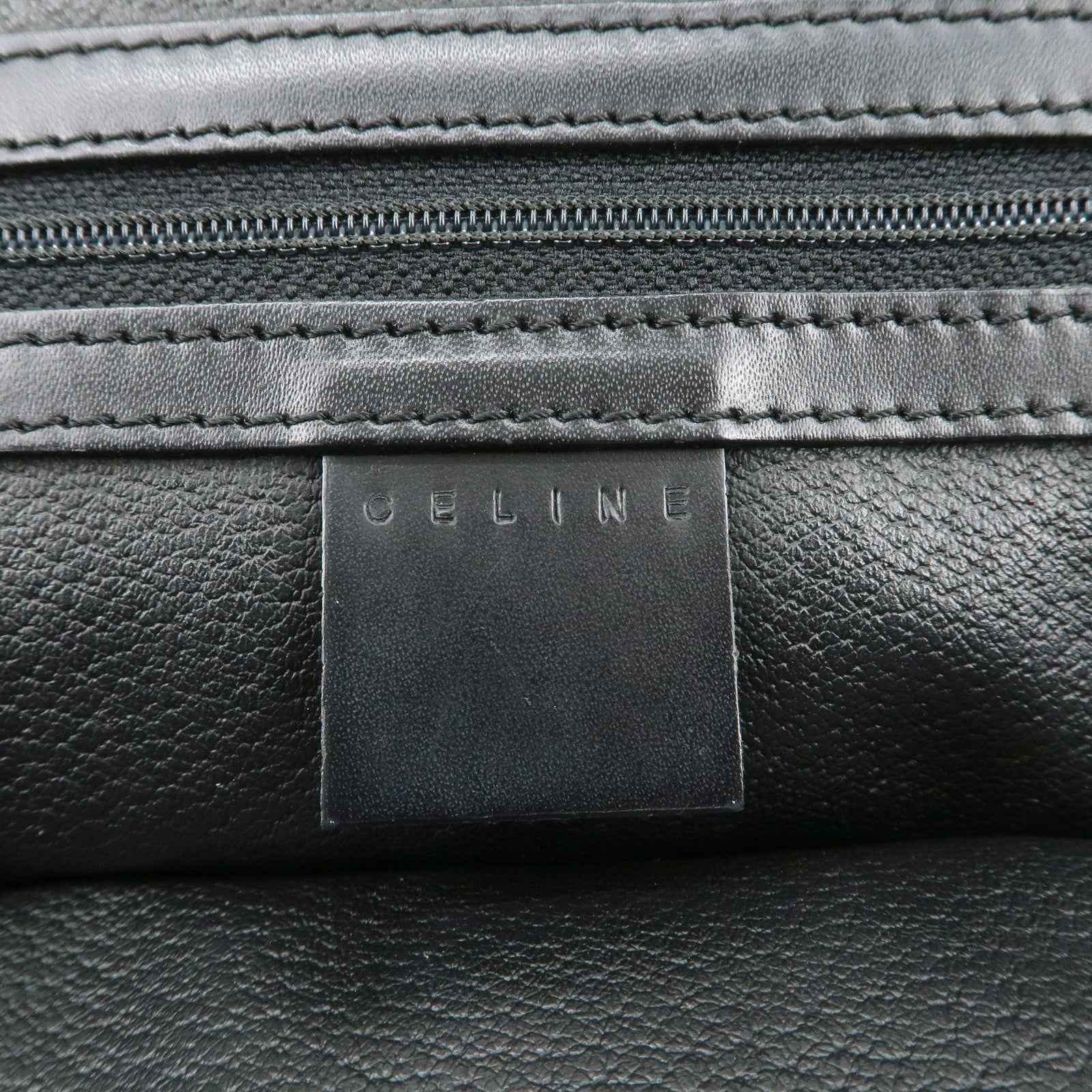 CELINE Macadam PVC Leather Hand Bag Black Brown Gold HDW Used