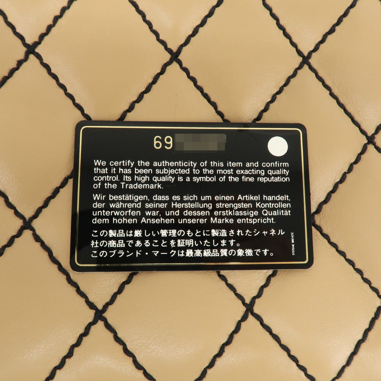 CHANEL Wild Stitch Lamb Skin Coco Mark Hand Bag Beige A14692 Used