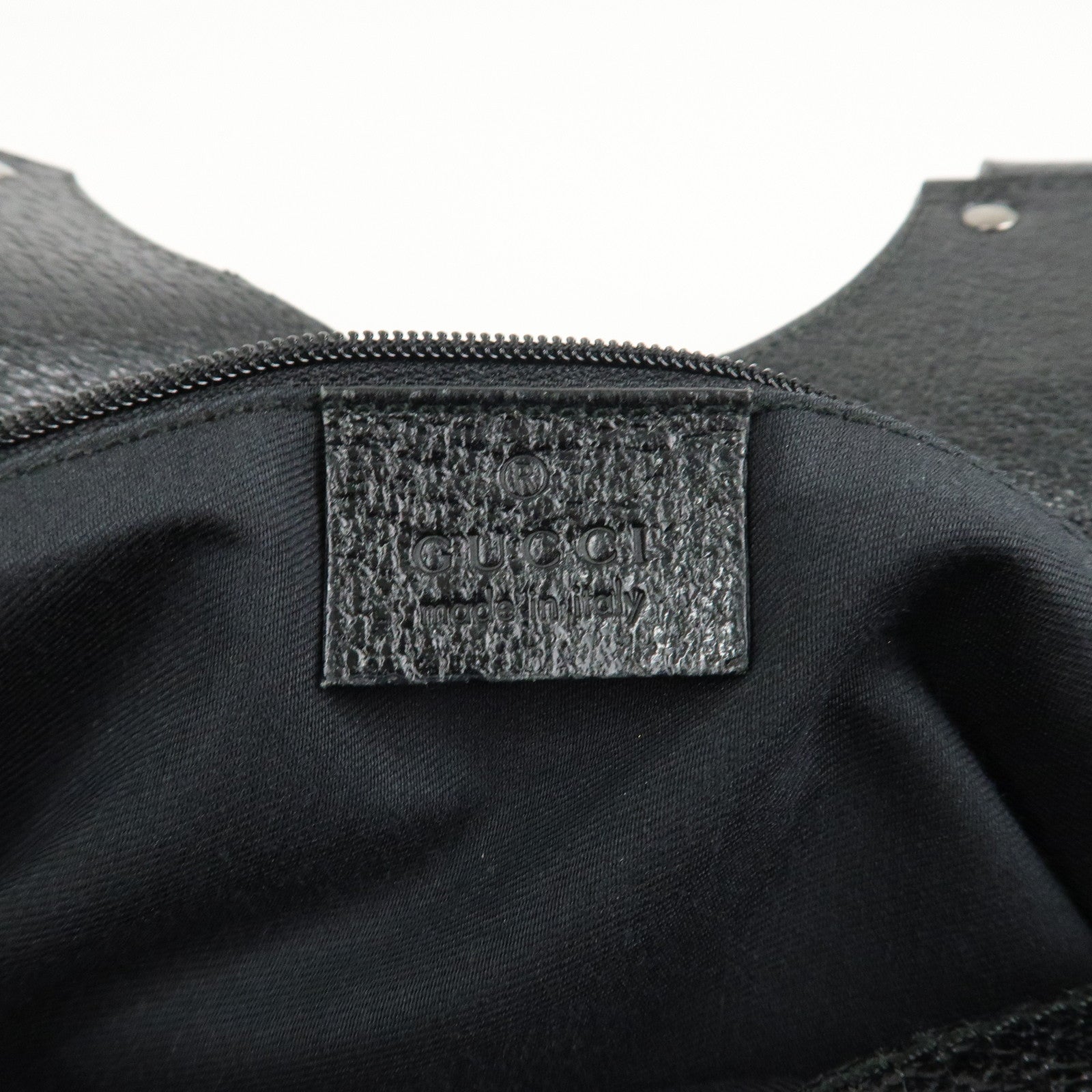 GUCCI GG Canvas Leather Tote Bag Hand Bag Black 131329 Used
