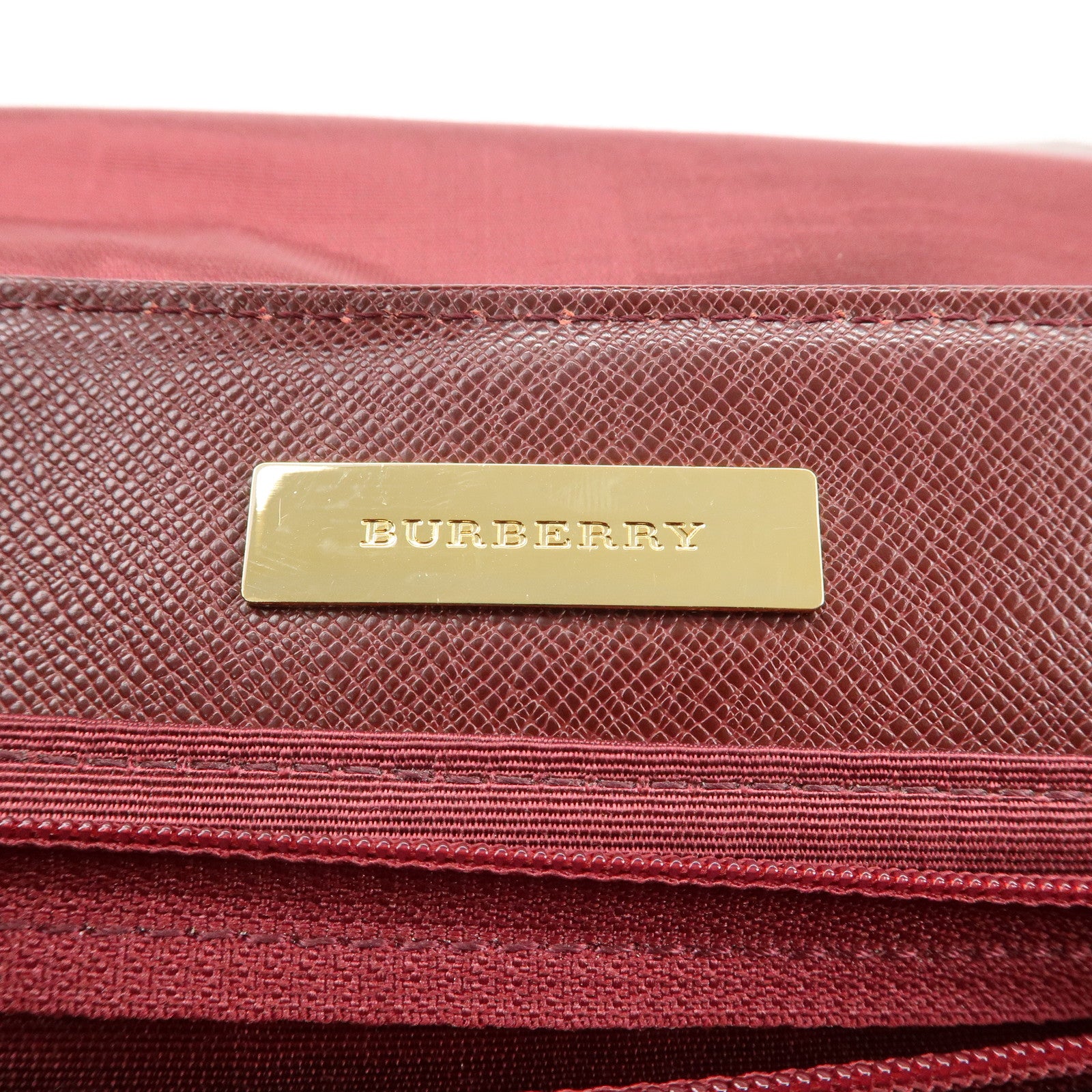 BURBERRY Canvas Leather Nova Plaid Shoulder Bag Hand Bag Bordeaux Used