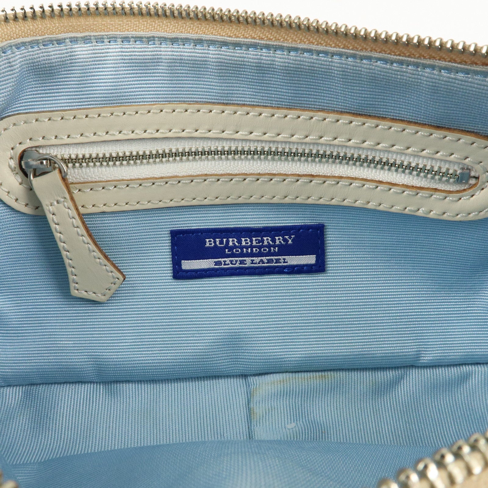 BURBERRY London Canvas Leather Nova Plaid Shoulder Bag Beige Ivory Used