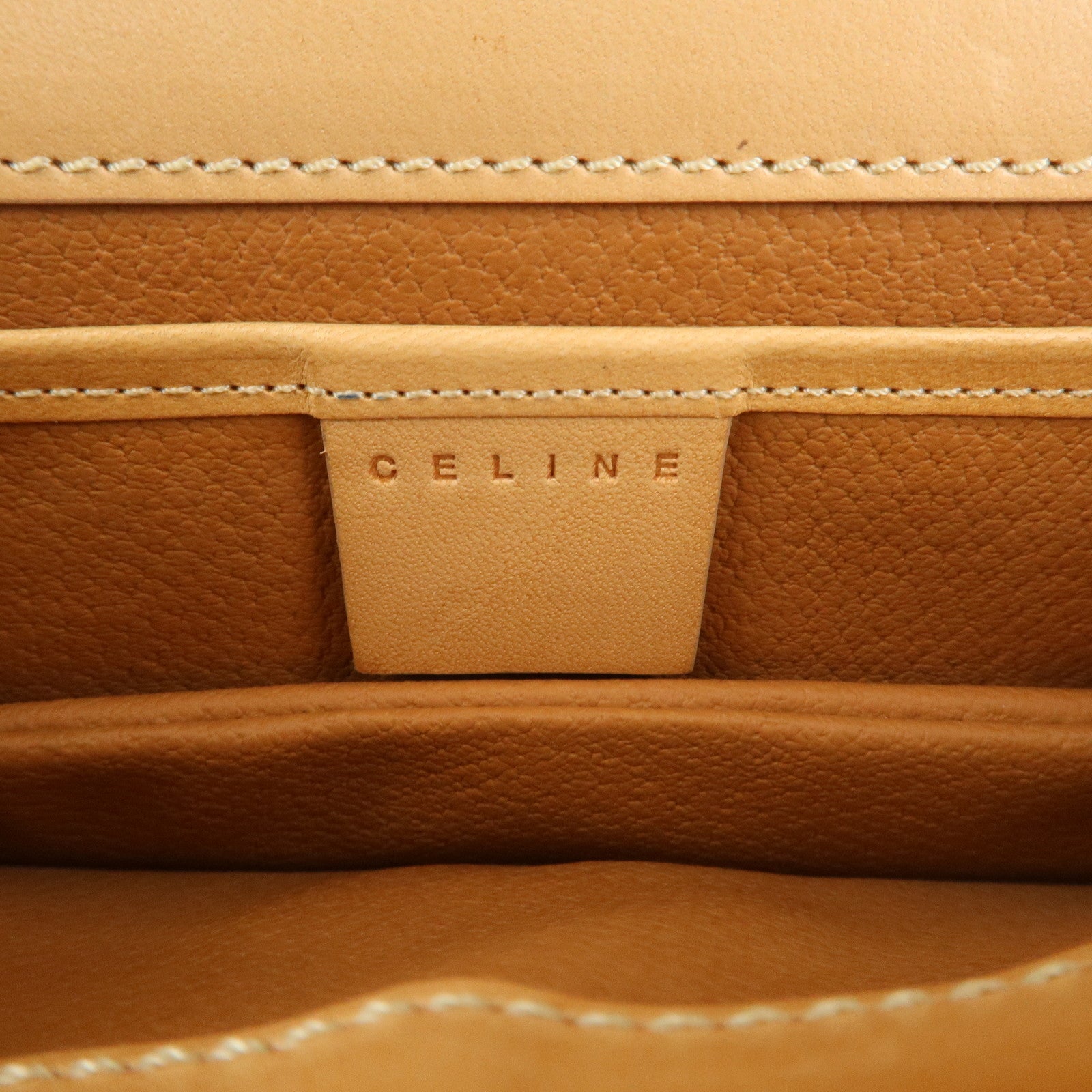 CELINE Macadam PVC Leather Shoulder Bag Hand Bag Beige Used