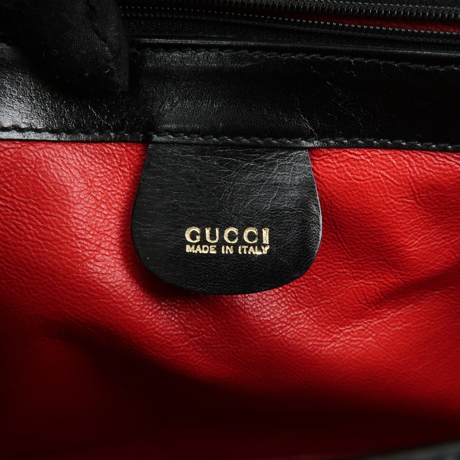 GUCCI Bamboo Leather Hand bag Shoulder Bag Black 000.1781.0175 Used