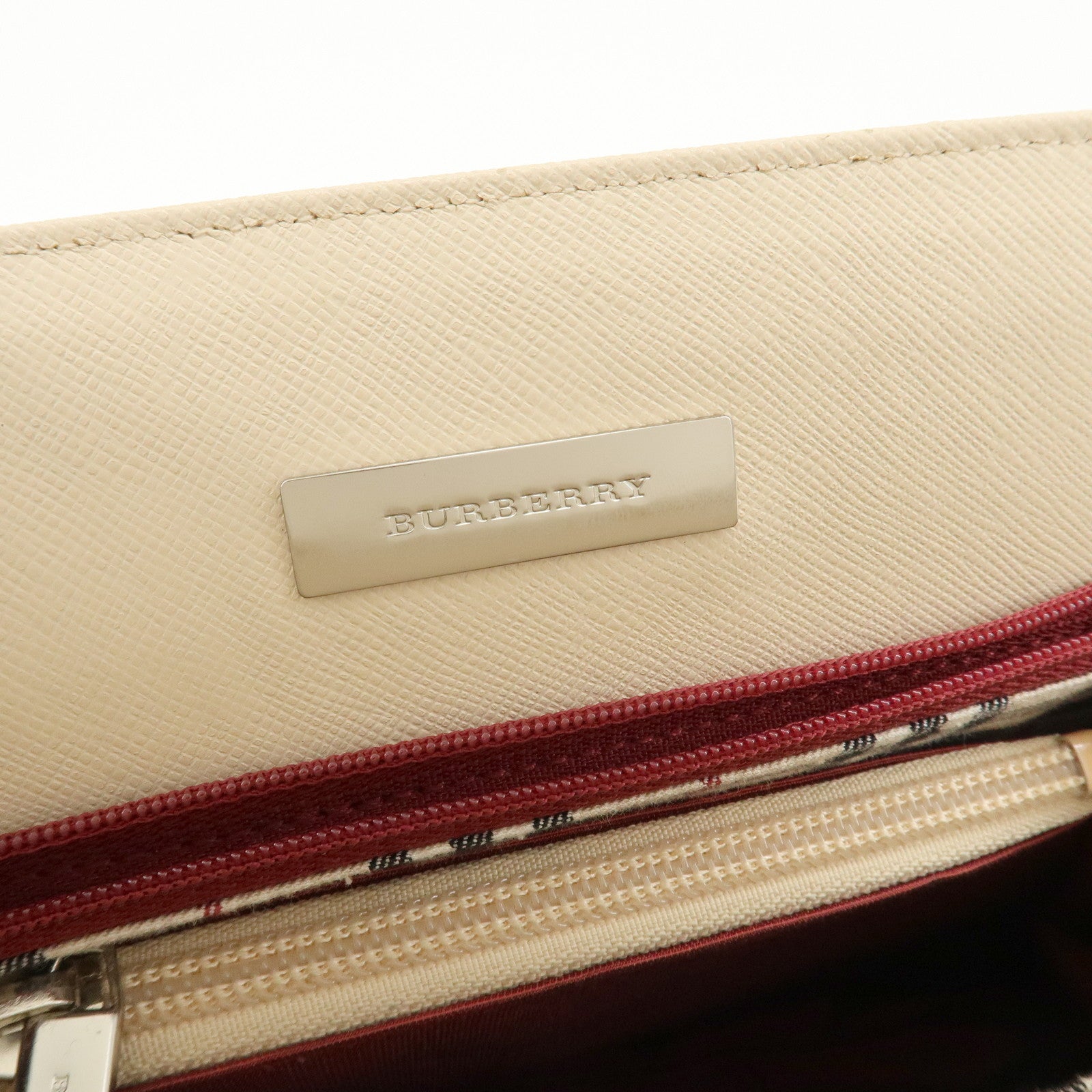 BURBERRY Leather Hand Bag Beige Used