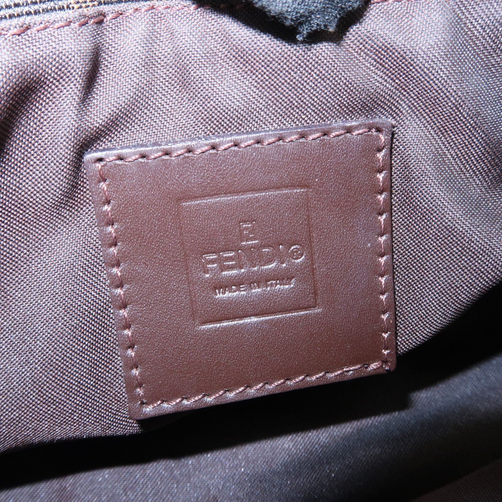 FENDI Zucca Canvas Leather Hand Bag Brown Black Used