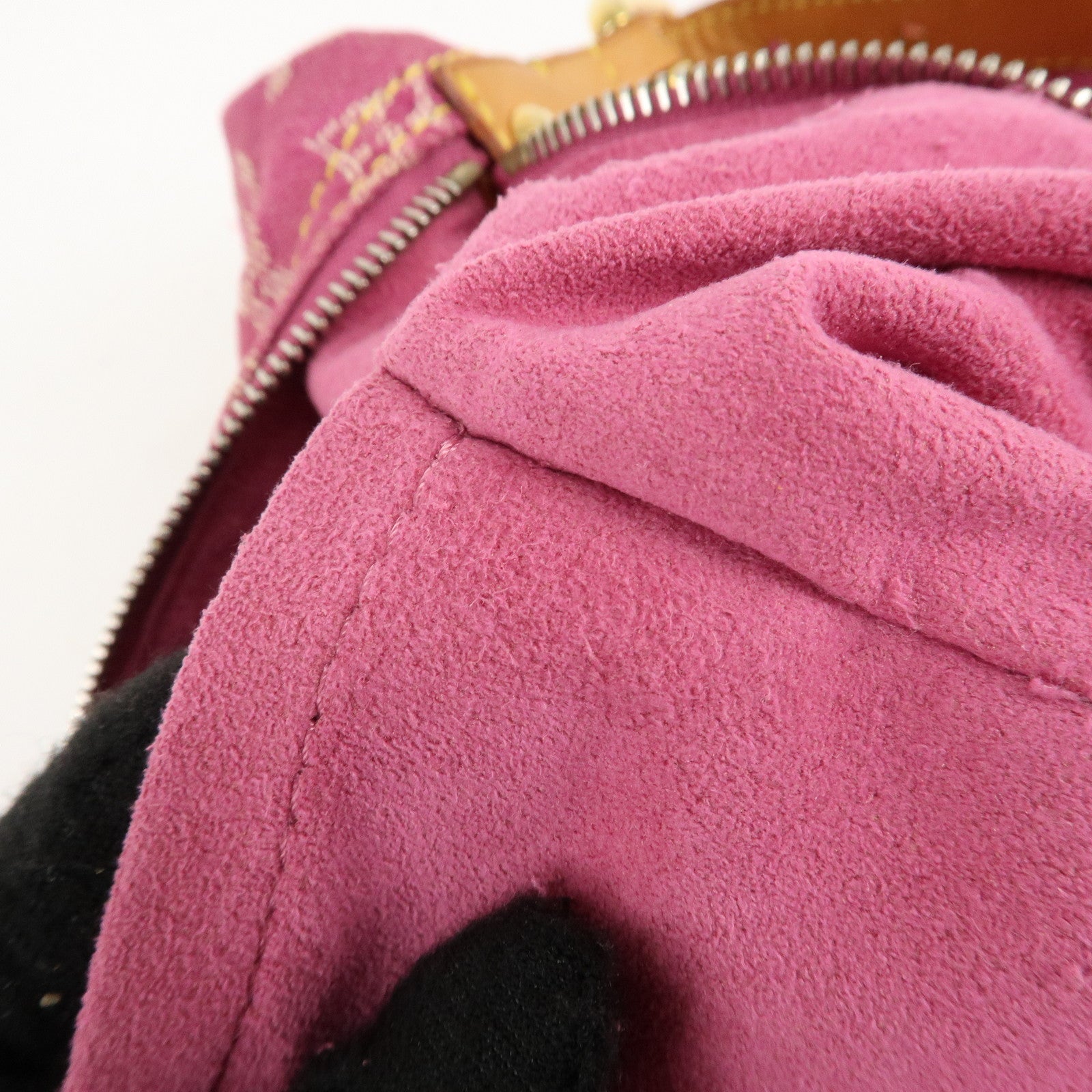 Louis Vuitton Monogram Denim Baggy PM Shoulder Bag Fuchsia M95212 Used