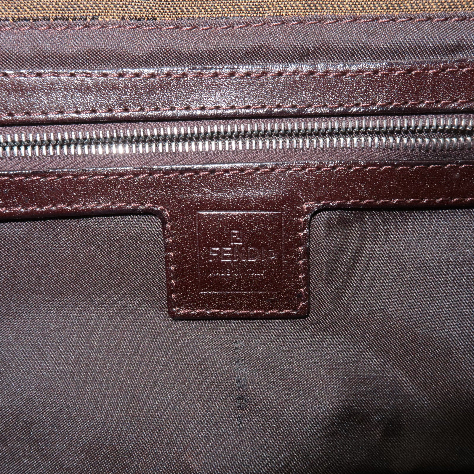 FENDI Mamma Baguette Zucca Canvas Shoulder Bag Brown Black 26424 Used