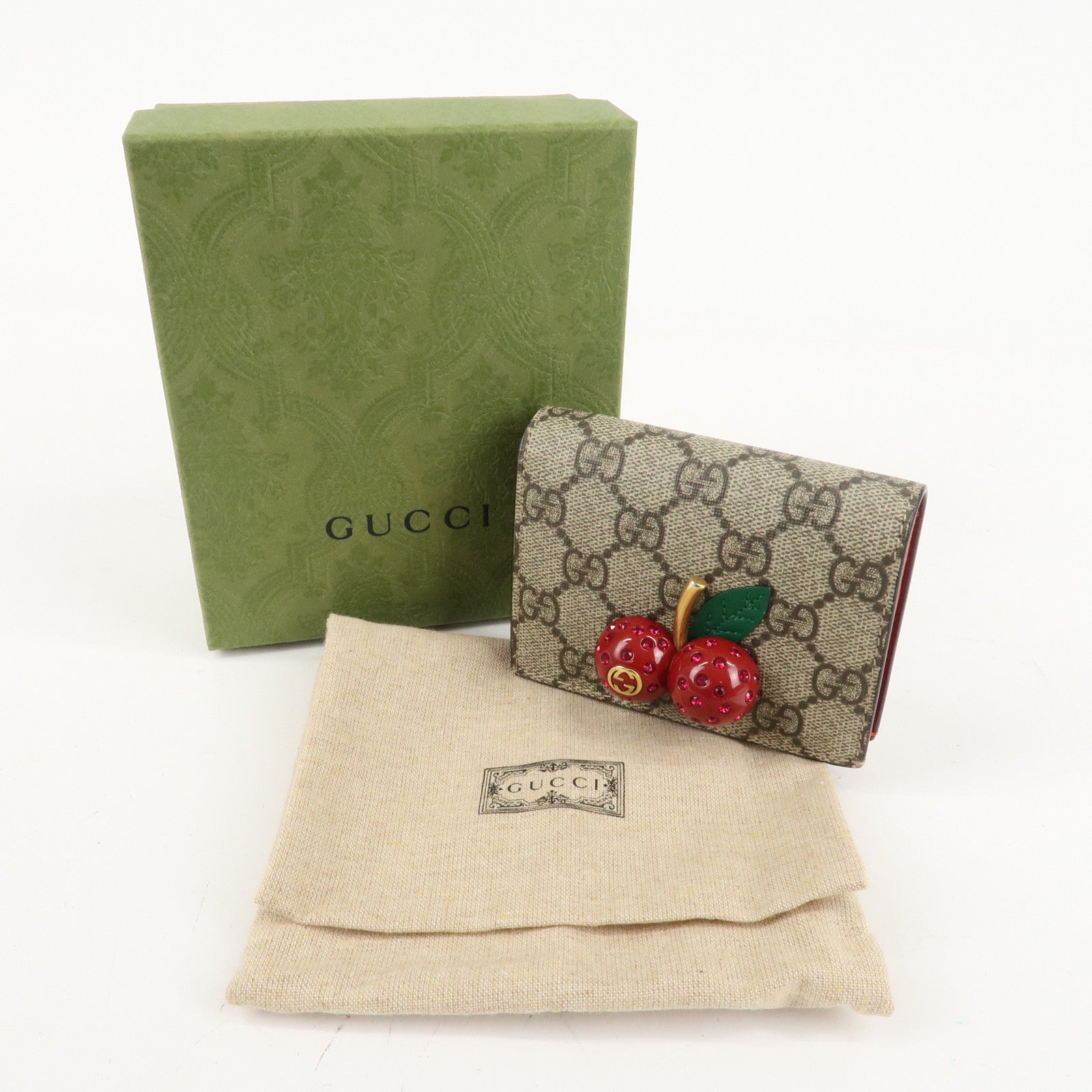 GUCCI Interlocking GG Supreme Plastic Card Case Coin Case Cherry Used