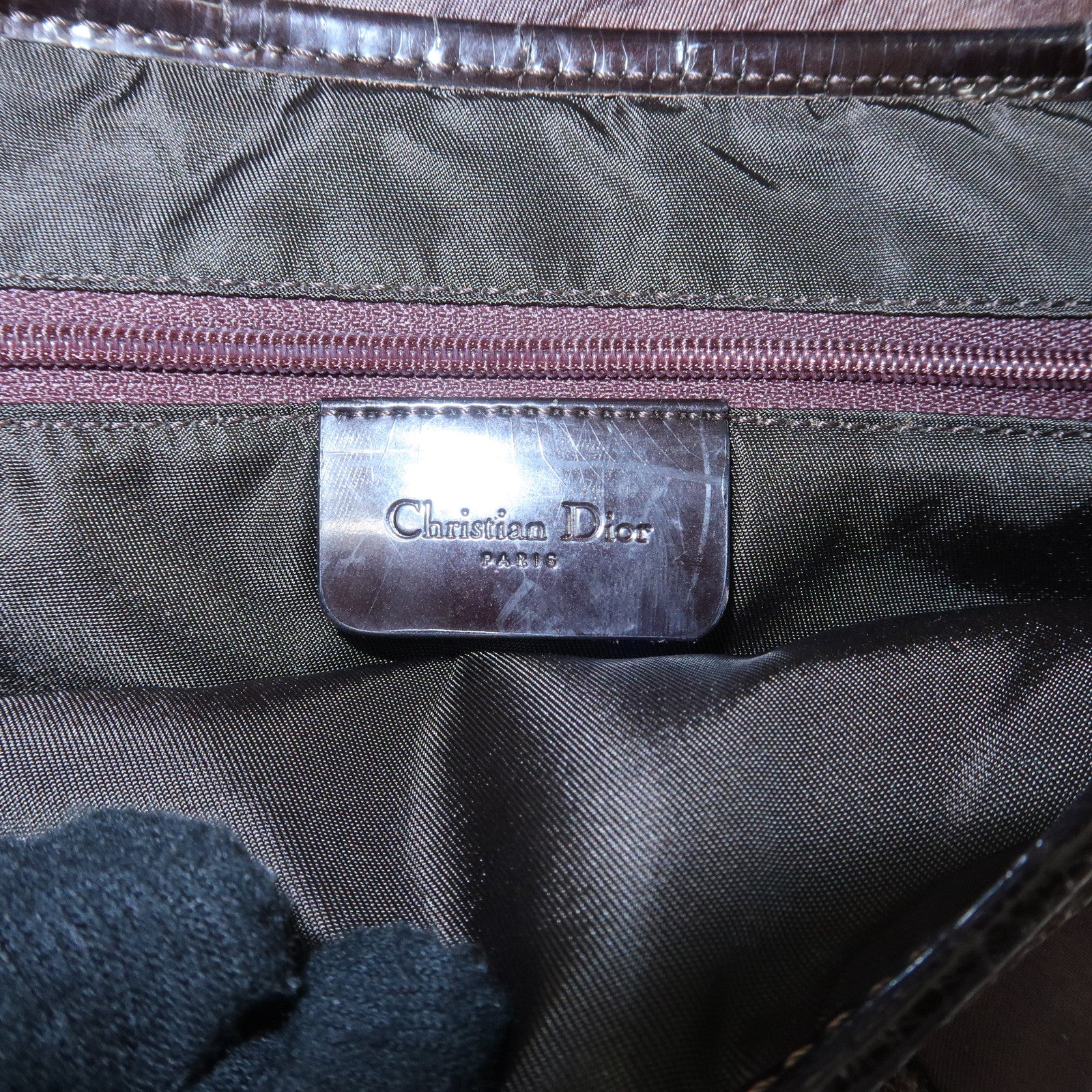 Christian Dior Nylon Canvas Patent Leather Saddle Bag Shoulder Bag Used