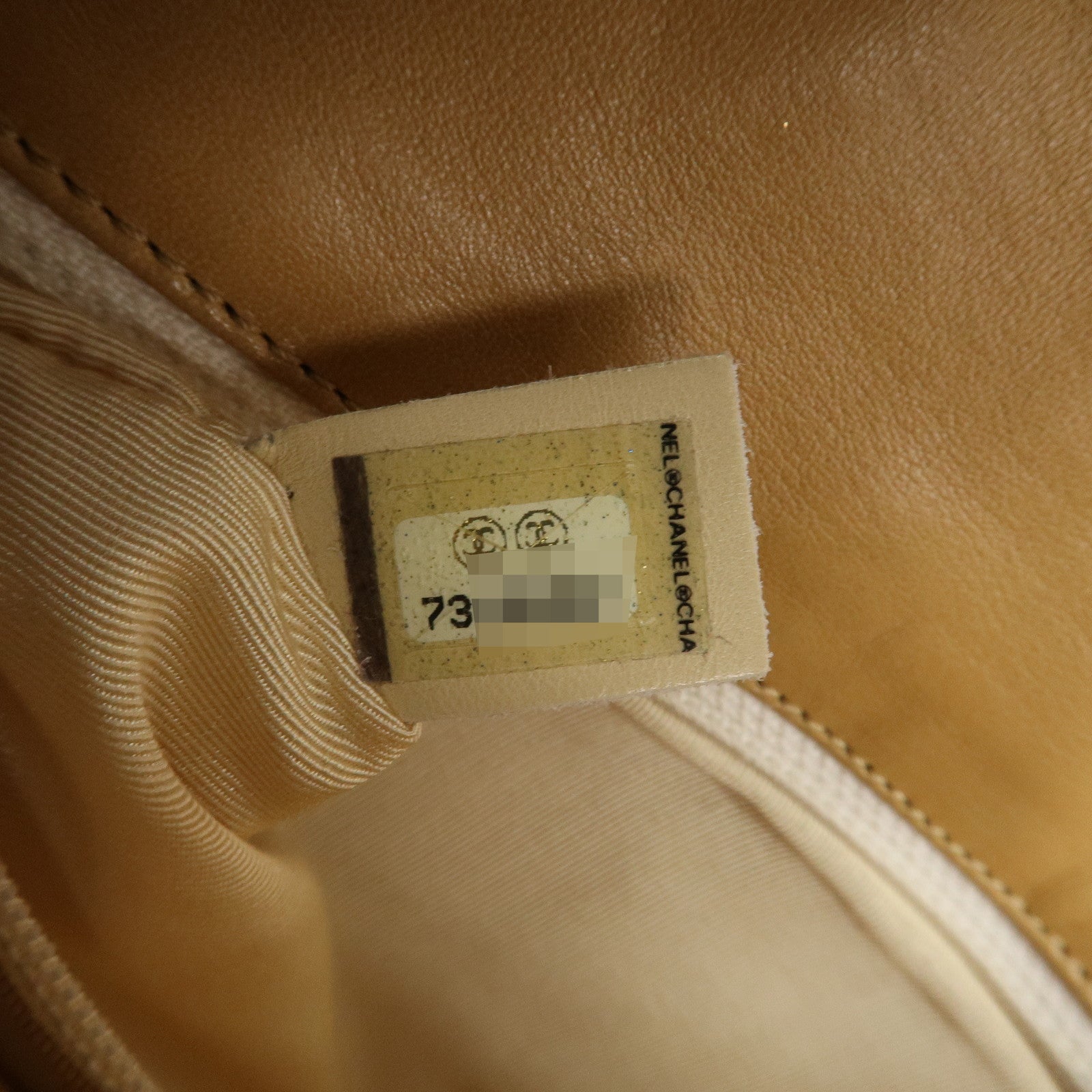 CHANEL COCO Mark Chocolate Bar Lamb Skin Shoulder Bag Beige Used