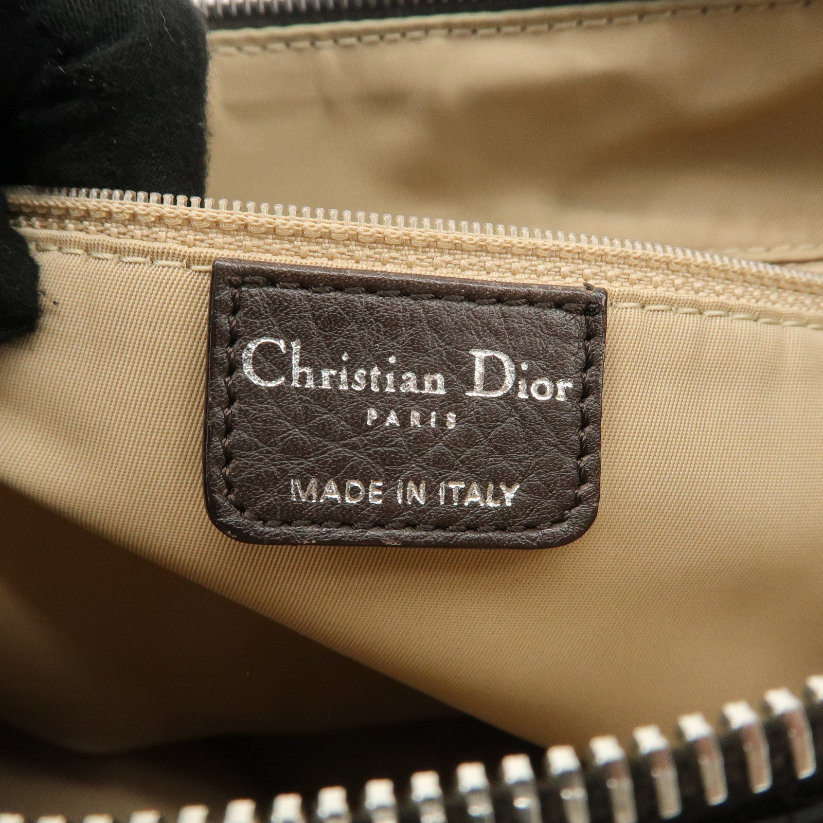 Christian Dior Trotter Canvas Leather Shoulder Bag Beige Brown Used