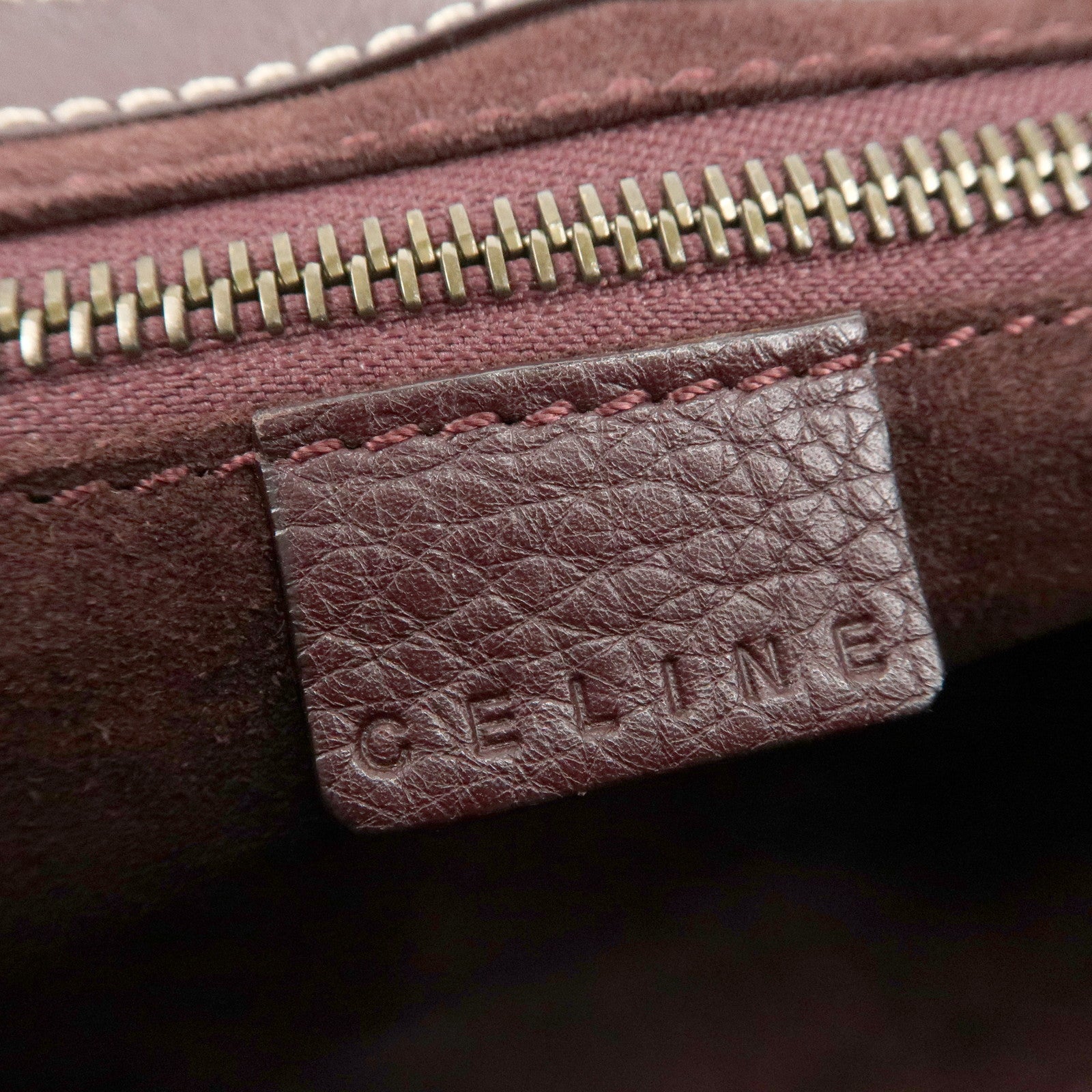 CELINE Leather Shoulder Bag Hand Bag Brown Gold Hardware Used