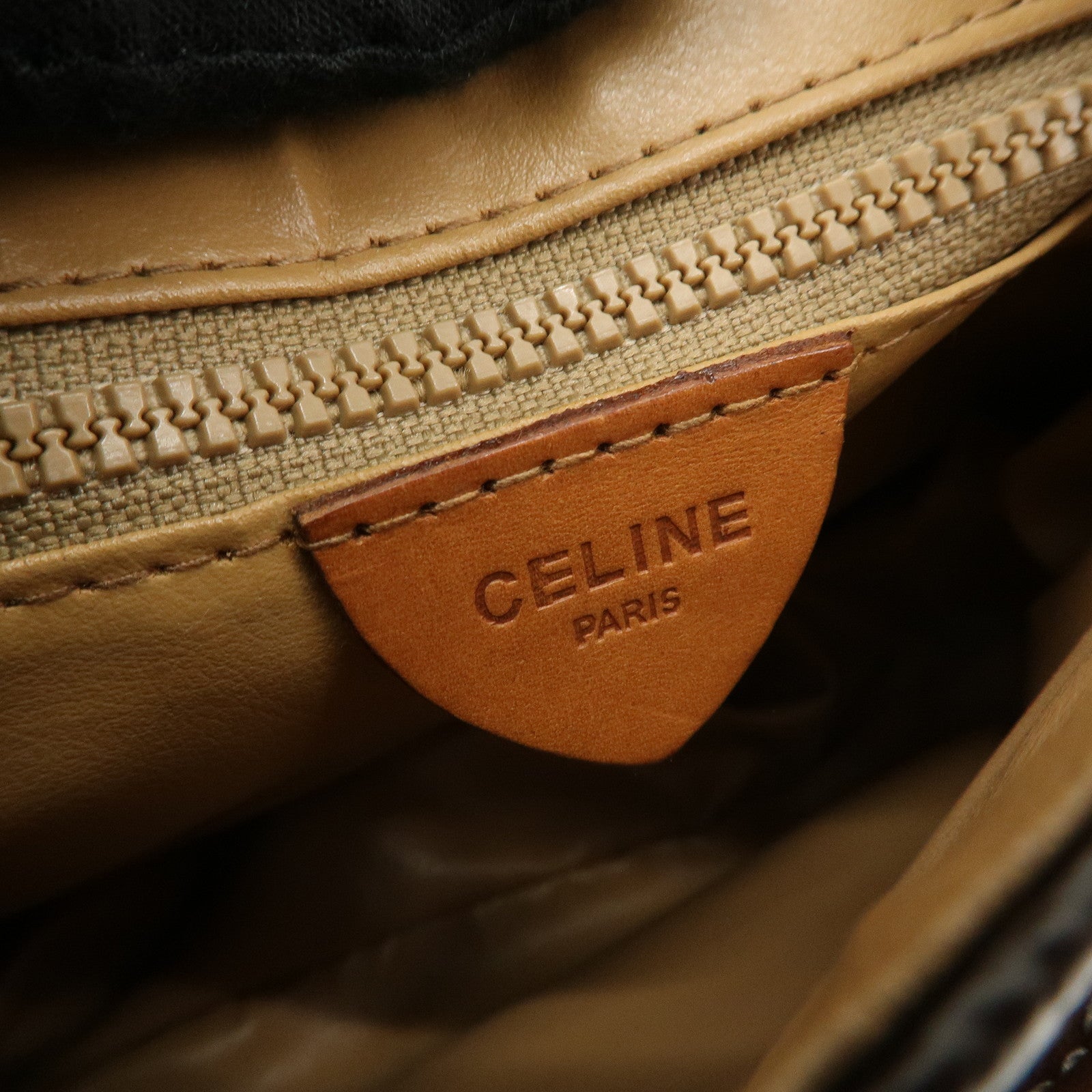 CELINE Macadam PVC Leather Shoulder Bag Brown Used