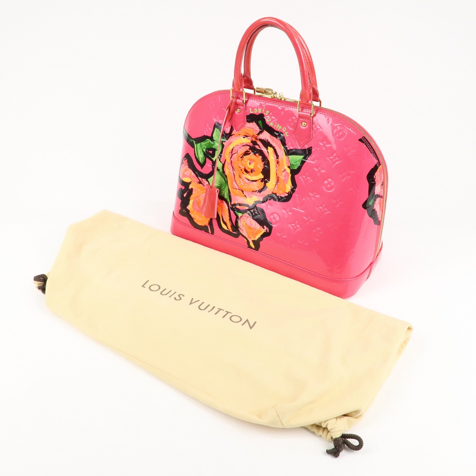 Louis Vuitton Monogram Vernis Alma MM Hand Bag Rose M93686 Used