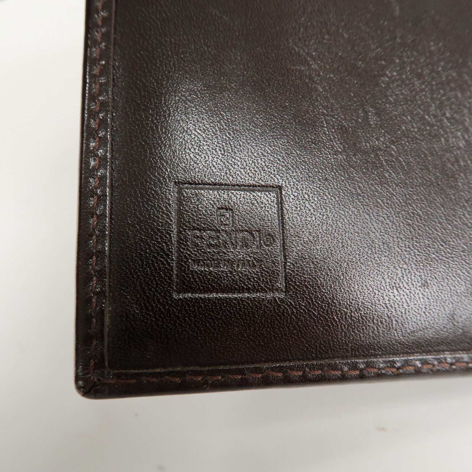 FENDI Zucca Canvas Leather Agenda Planner Cover Brown Used