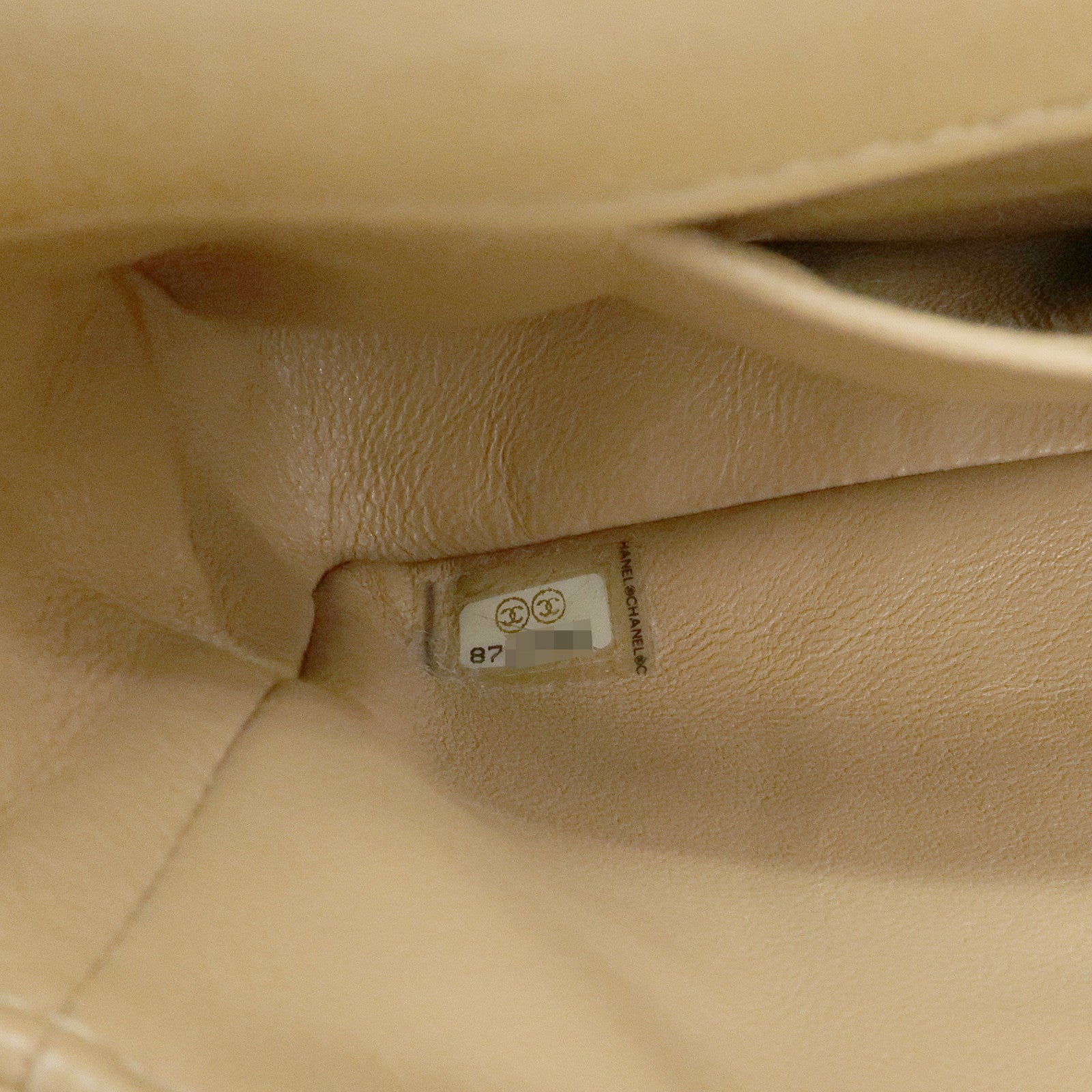 CHANEL Chocolate Bar Lamb Skin Chain Shoulder Bag Beige A15316 Used