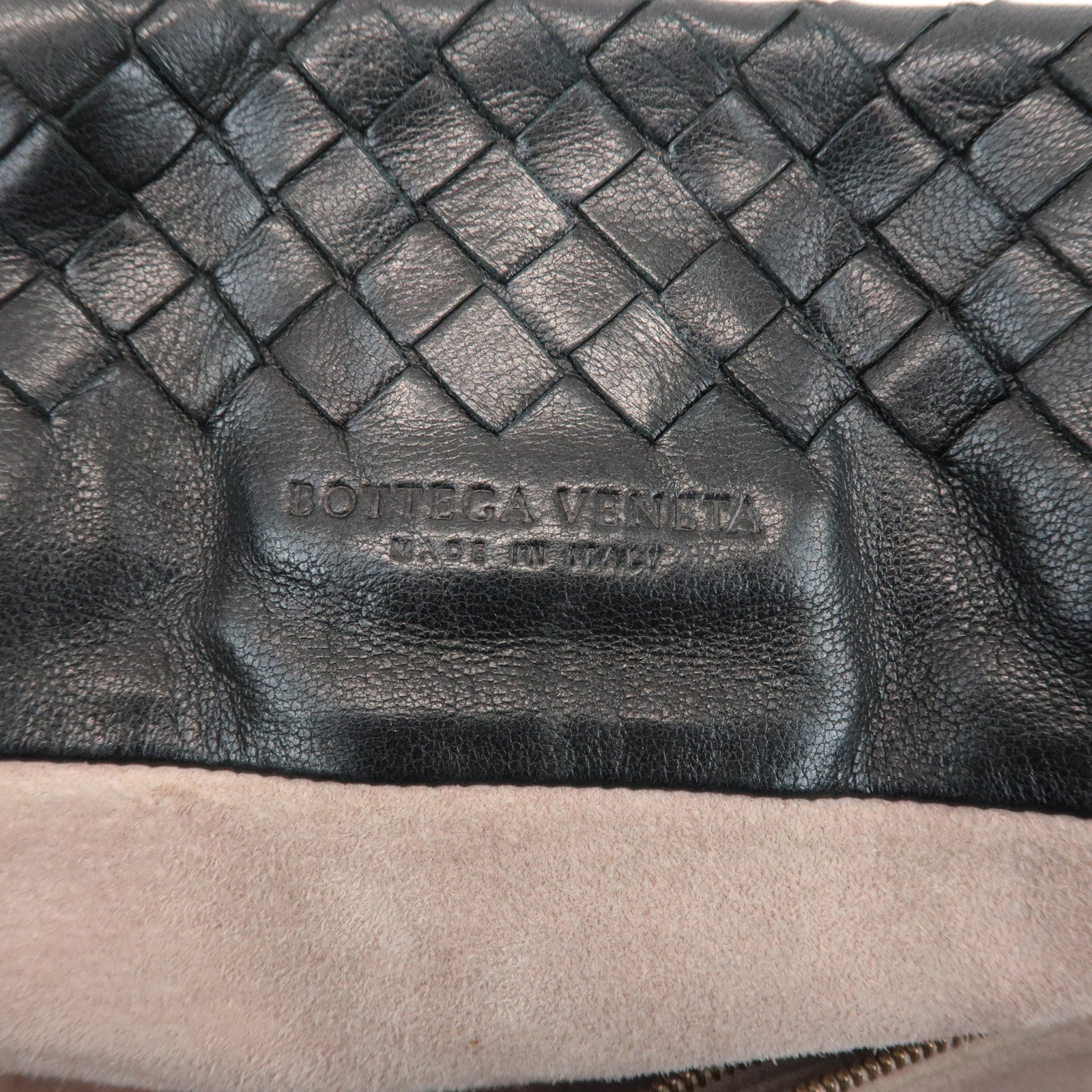 BOTTEGA VENETA Intrecciato Leather Tote Bag Balck Beige 169759 Used