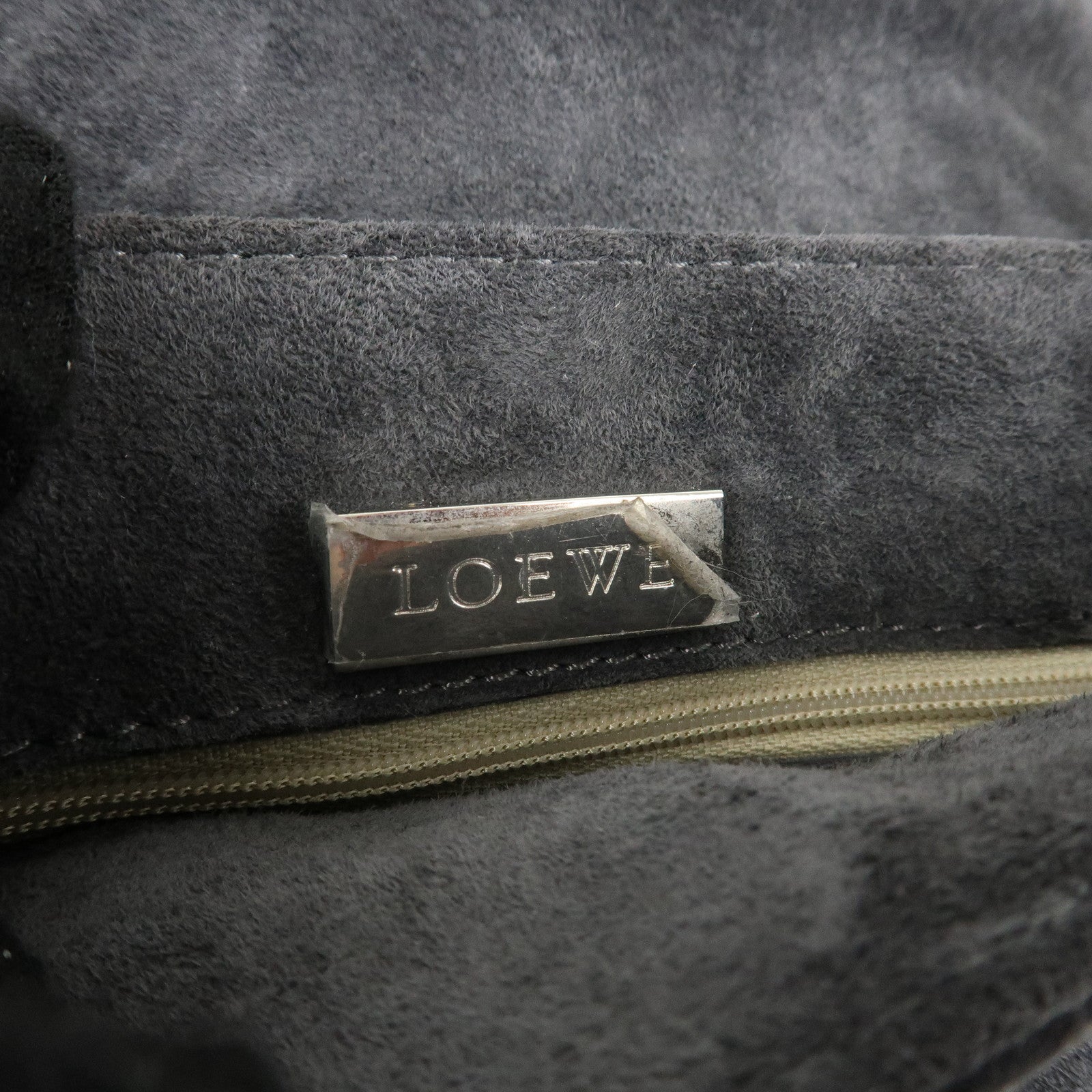 LOEWE Anagram Suede Leather Shoulder Bag Hand Bag Gray Used