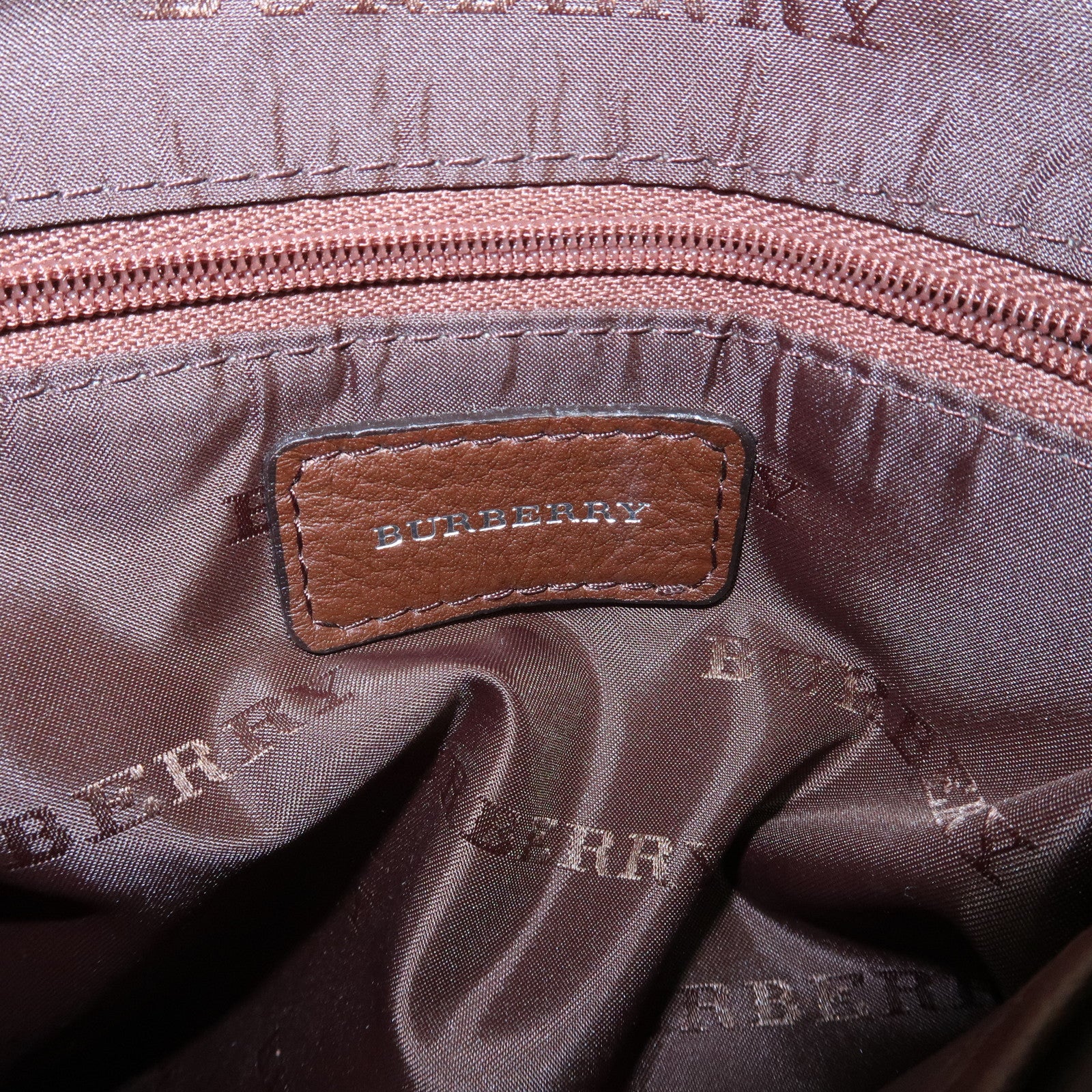 BURBERRY Leather Shoulder Bag Brown Silver Hardware Used