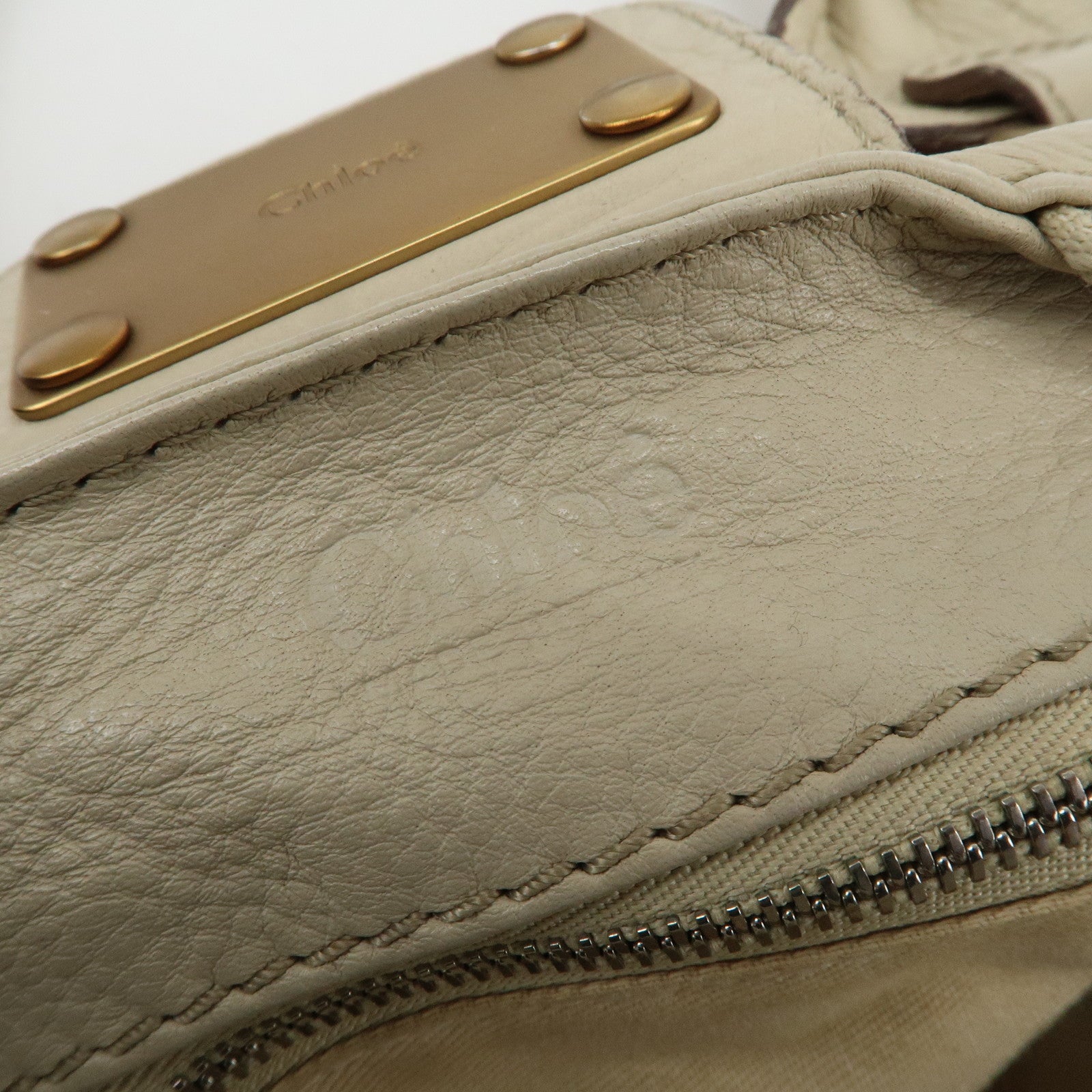 Chloe Paddington Leather Shoulder Bag Hand Bag Ivory Used