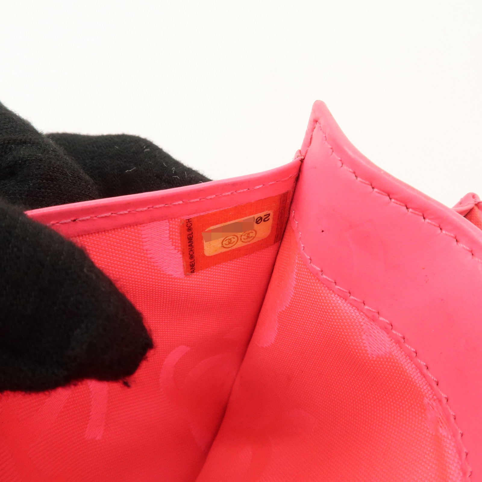 CHANEL Cambon Line Patent Leather Bi-fold Wallet Black A26717 Used