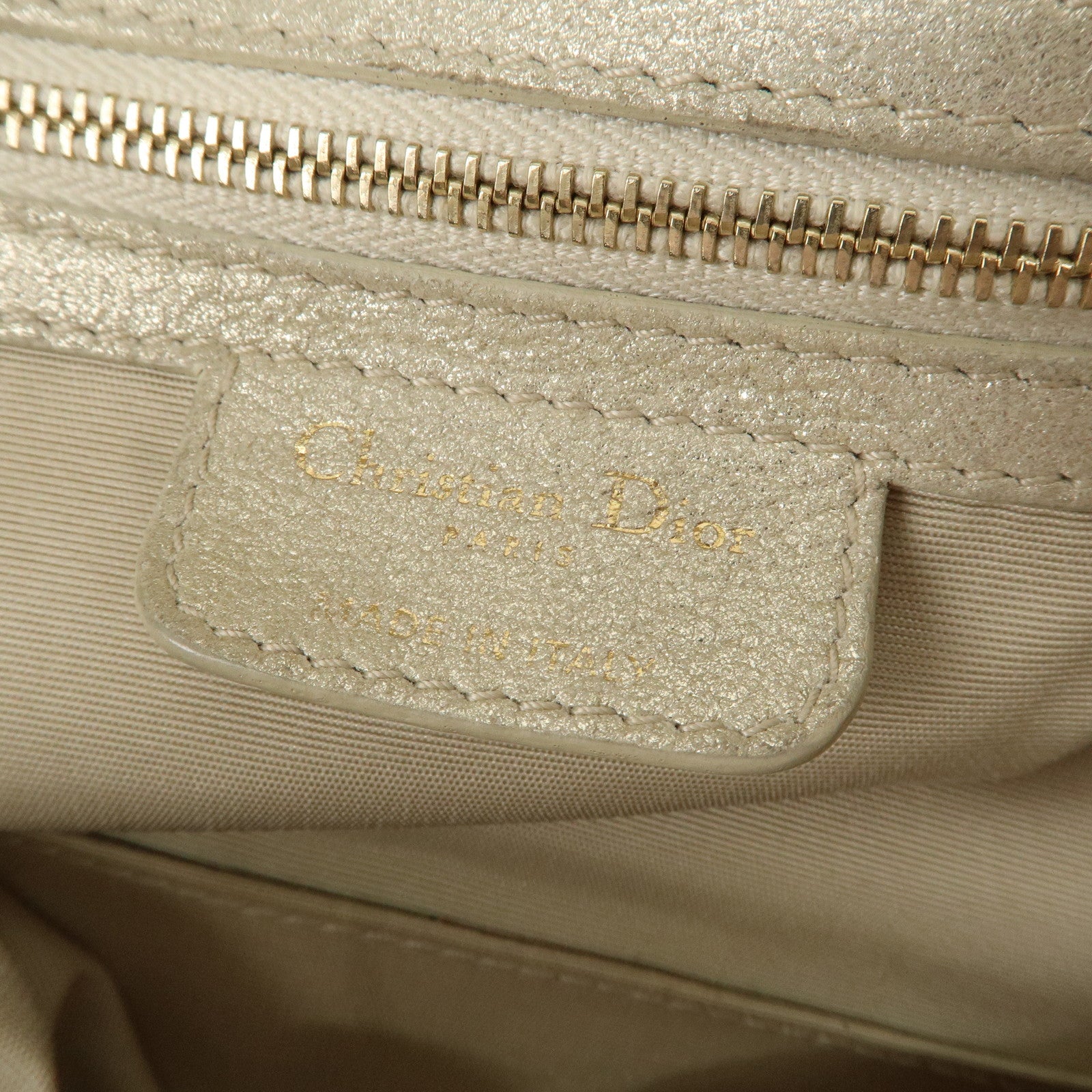 Christian Dior Leather Chain Shoulder Bag Tote Bag Silver Used