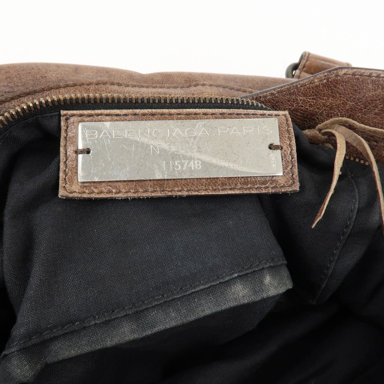 BALENCIAGA The City Leather 2Way Hand Bag Brown 115748 Used