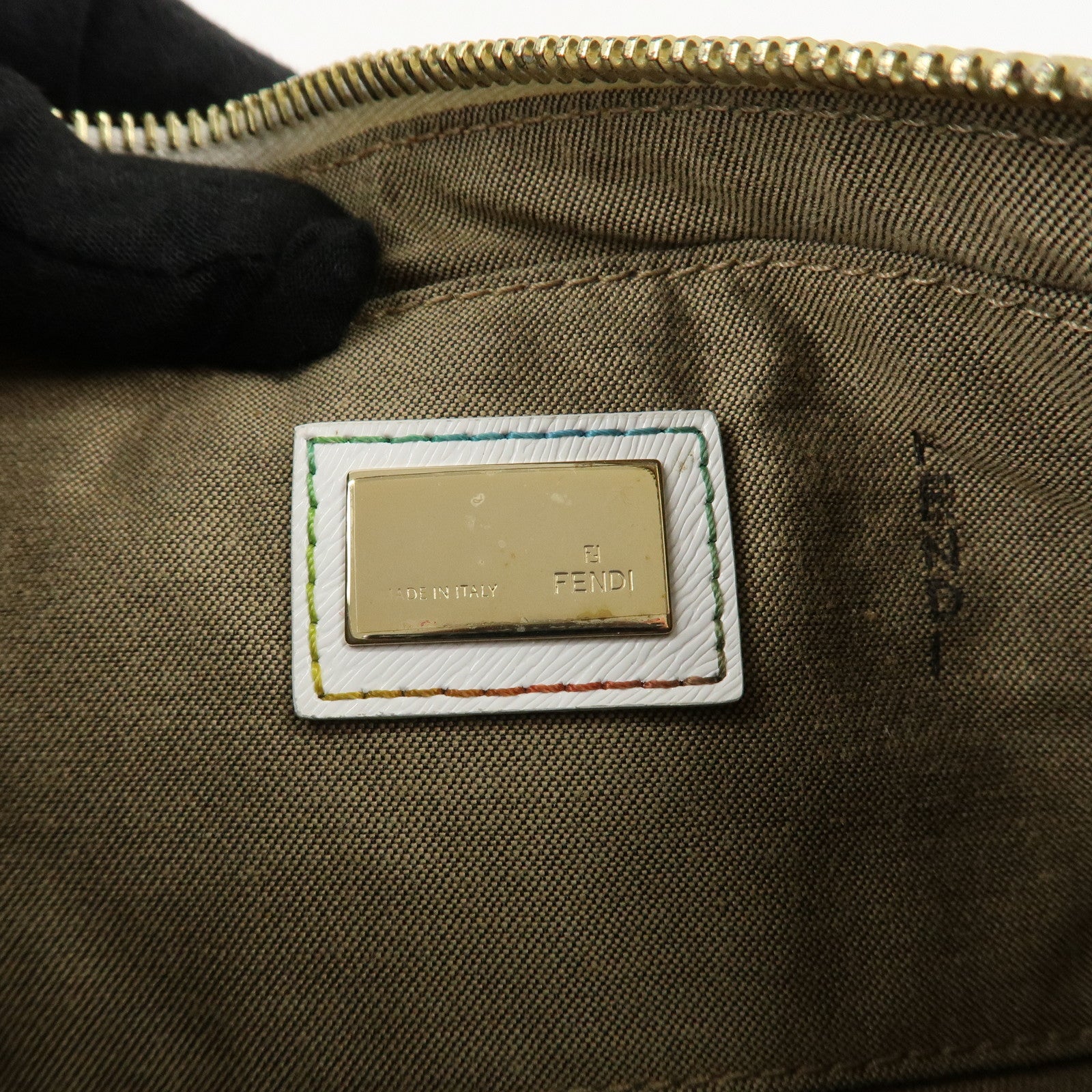 FENDI Zucca PVC Accessory Chain Pouch Multi Color Ivory 8BR592 Used