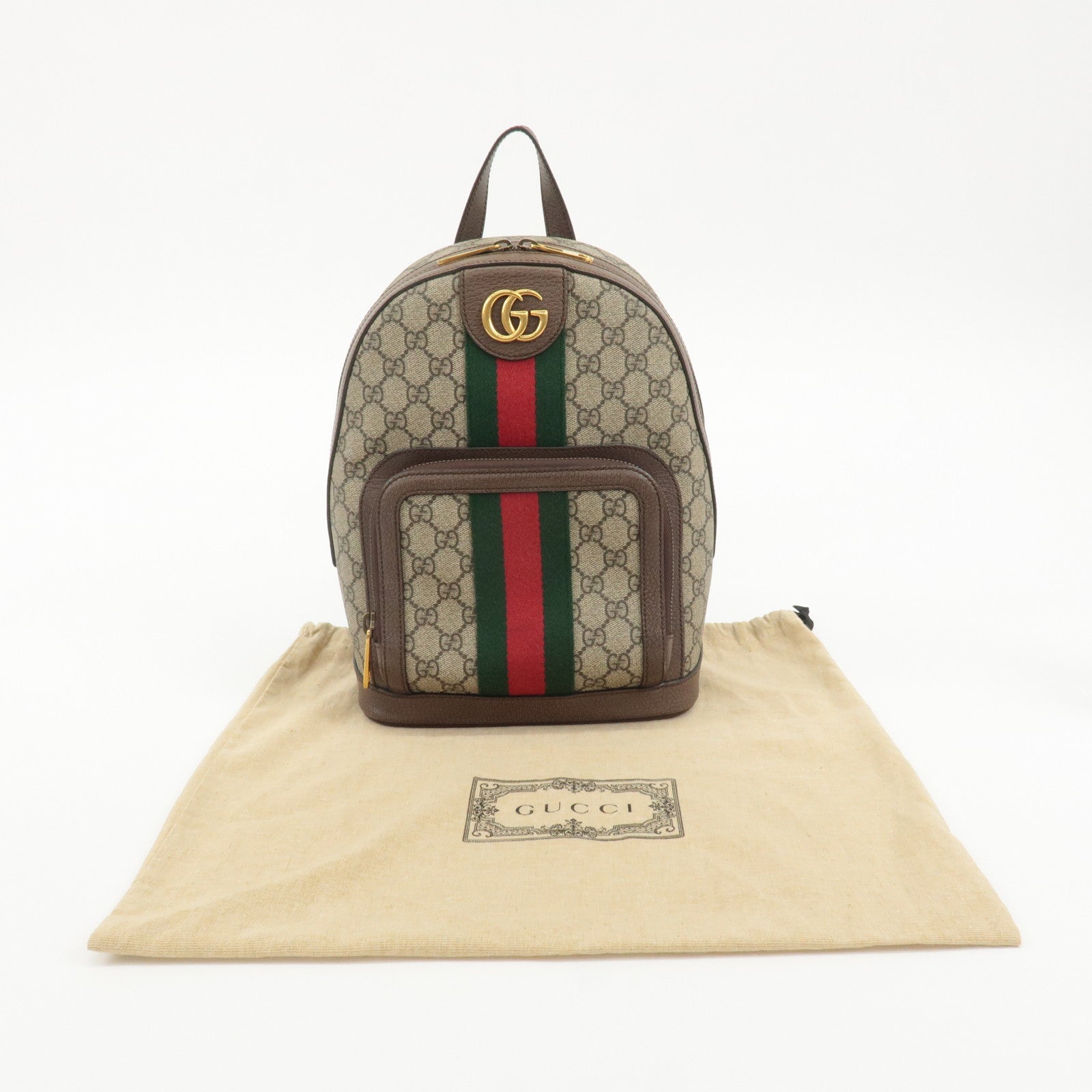 GUCCI Ophidia Sherry GG Supreme Leather Small Backpack 547965 Used