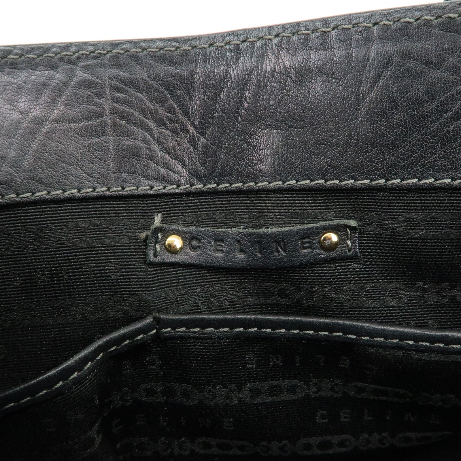 CELINE Leather Boogie Bag Hand Bag Black Used